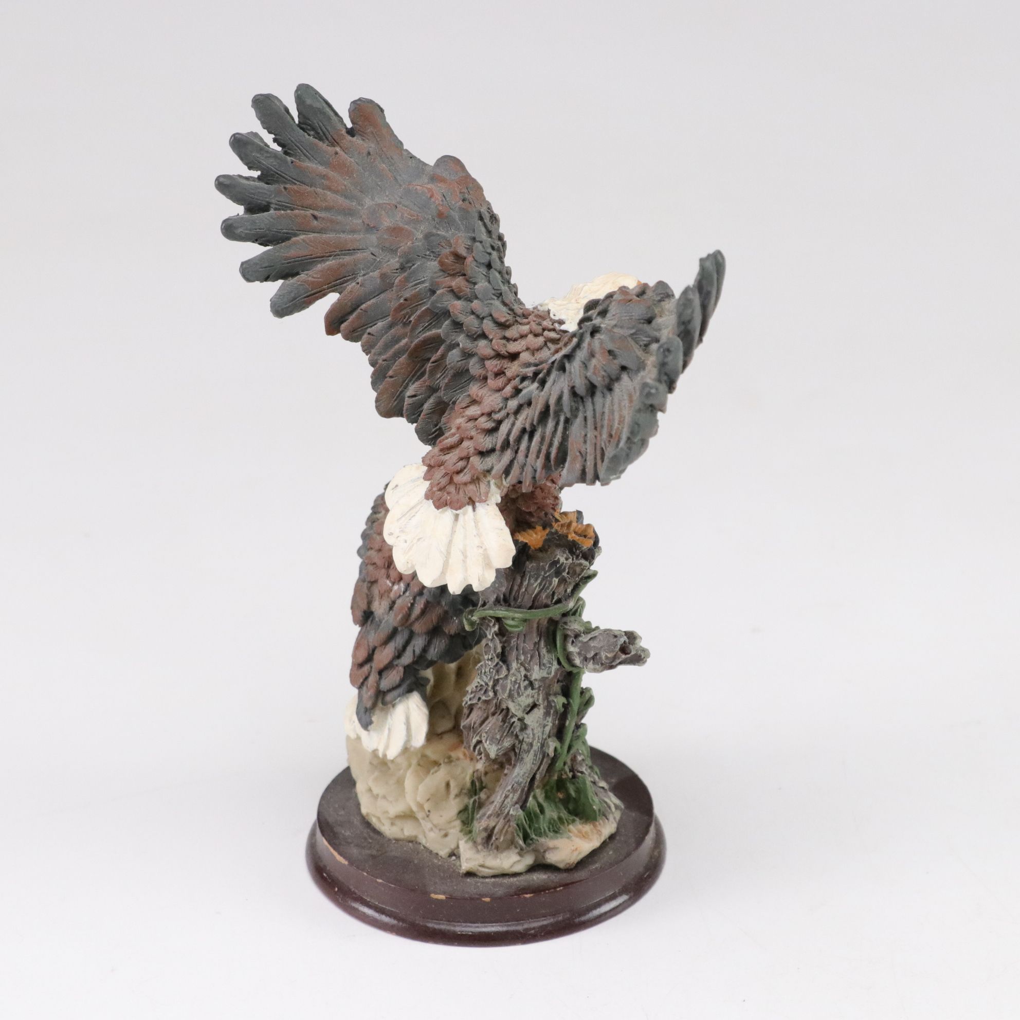 Carved Resin & Porcelain Eagles with American Flag and Western Saddle Figurines