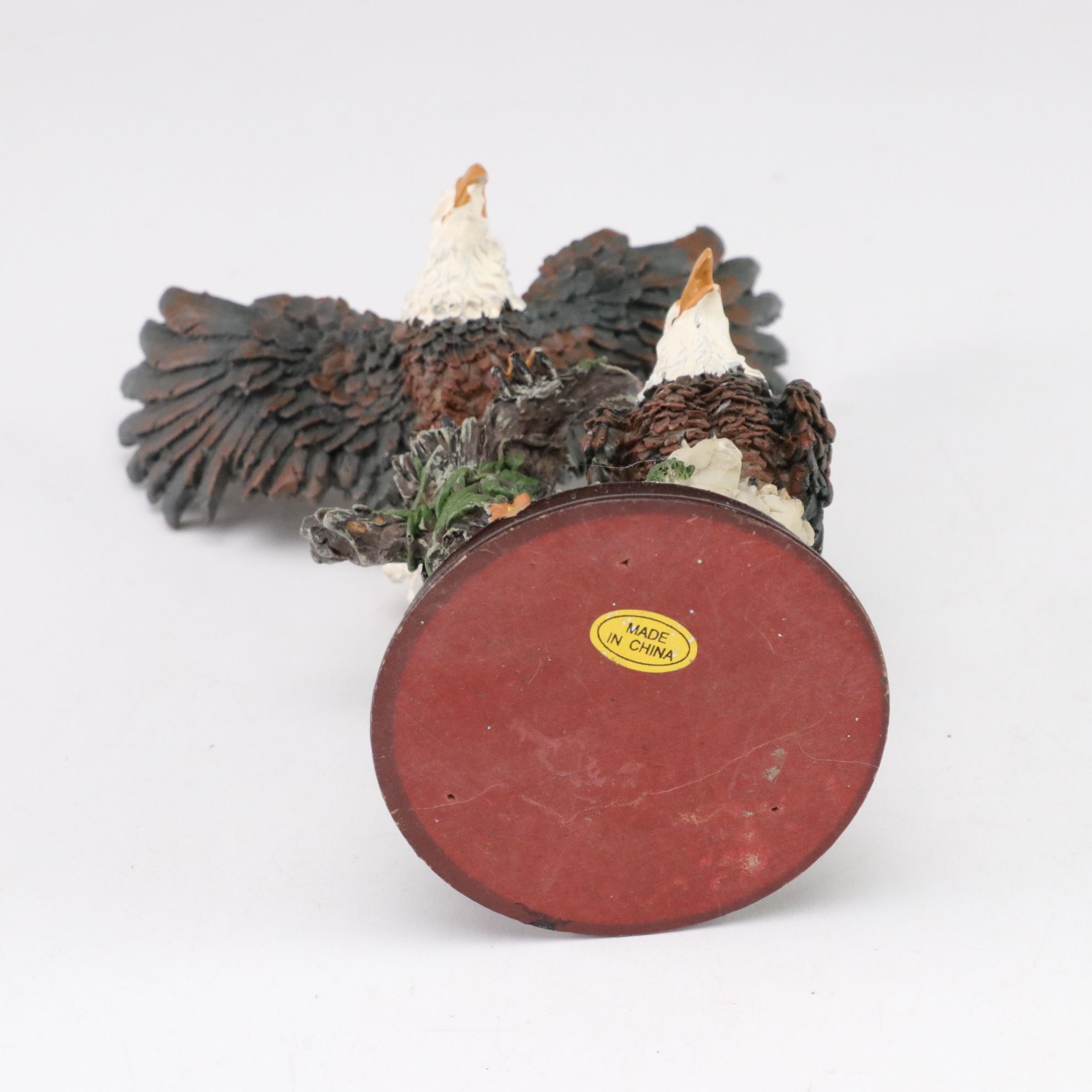 Carved Resin & Porcelain Eagles with American Flag and Western Saddle Figurines