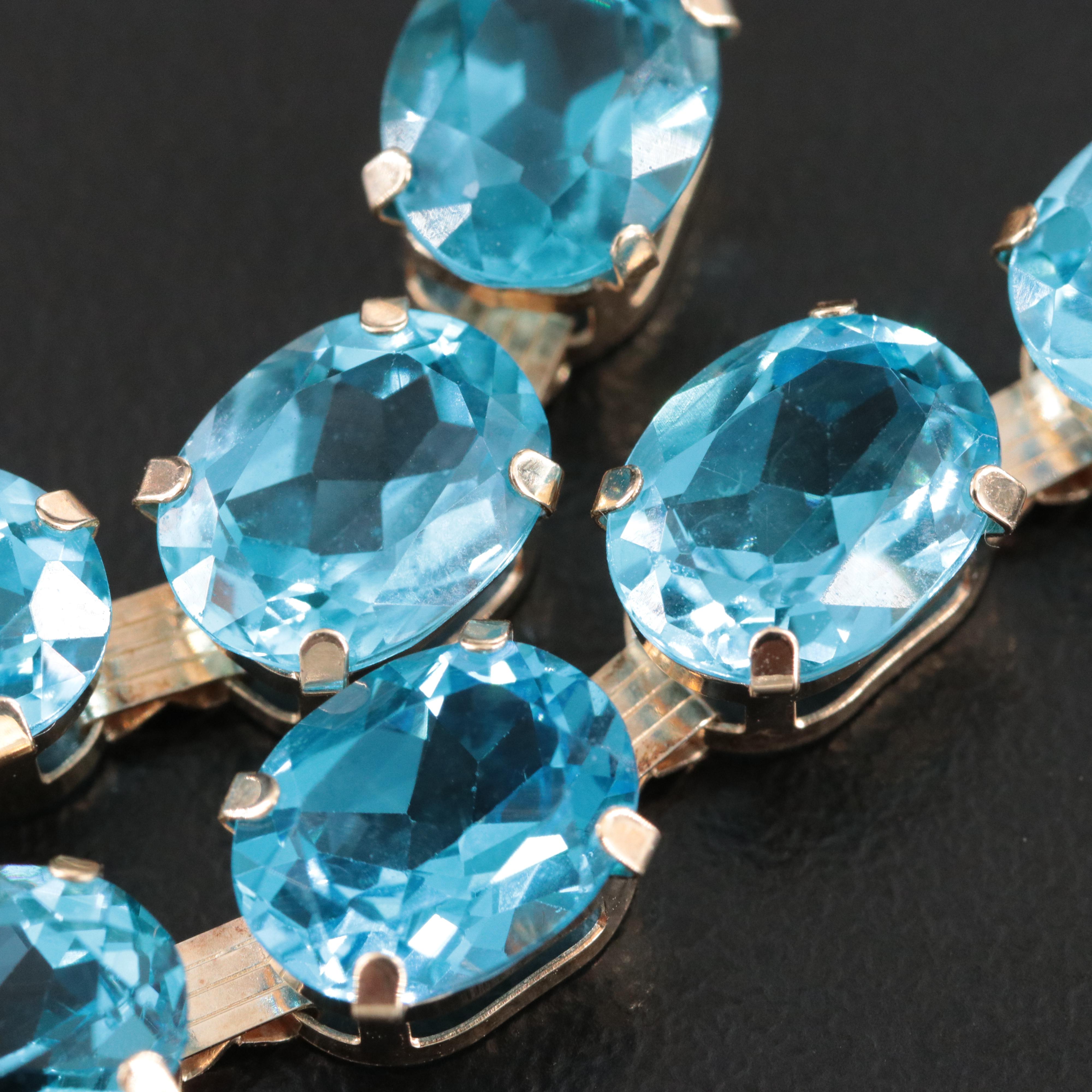 10K Blue Topaz Line Bracelet