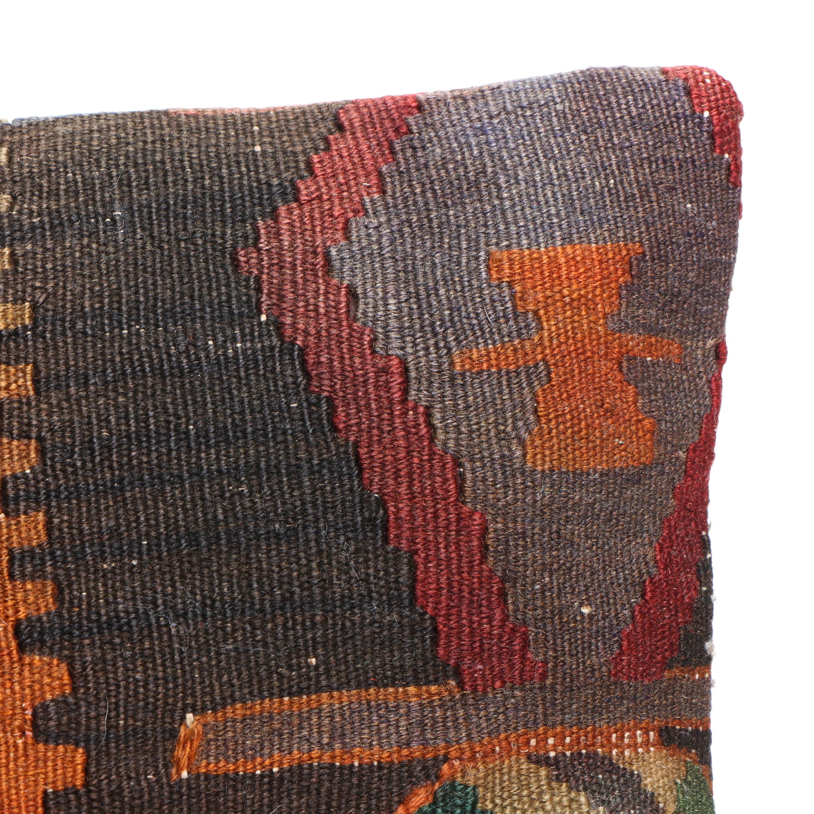 Handwoven Turkish Kilim Rug Faced Accent Pillows