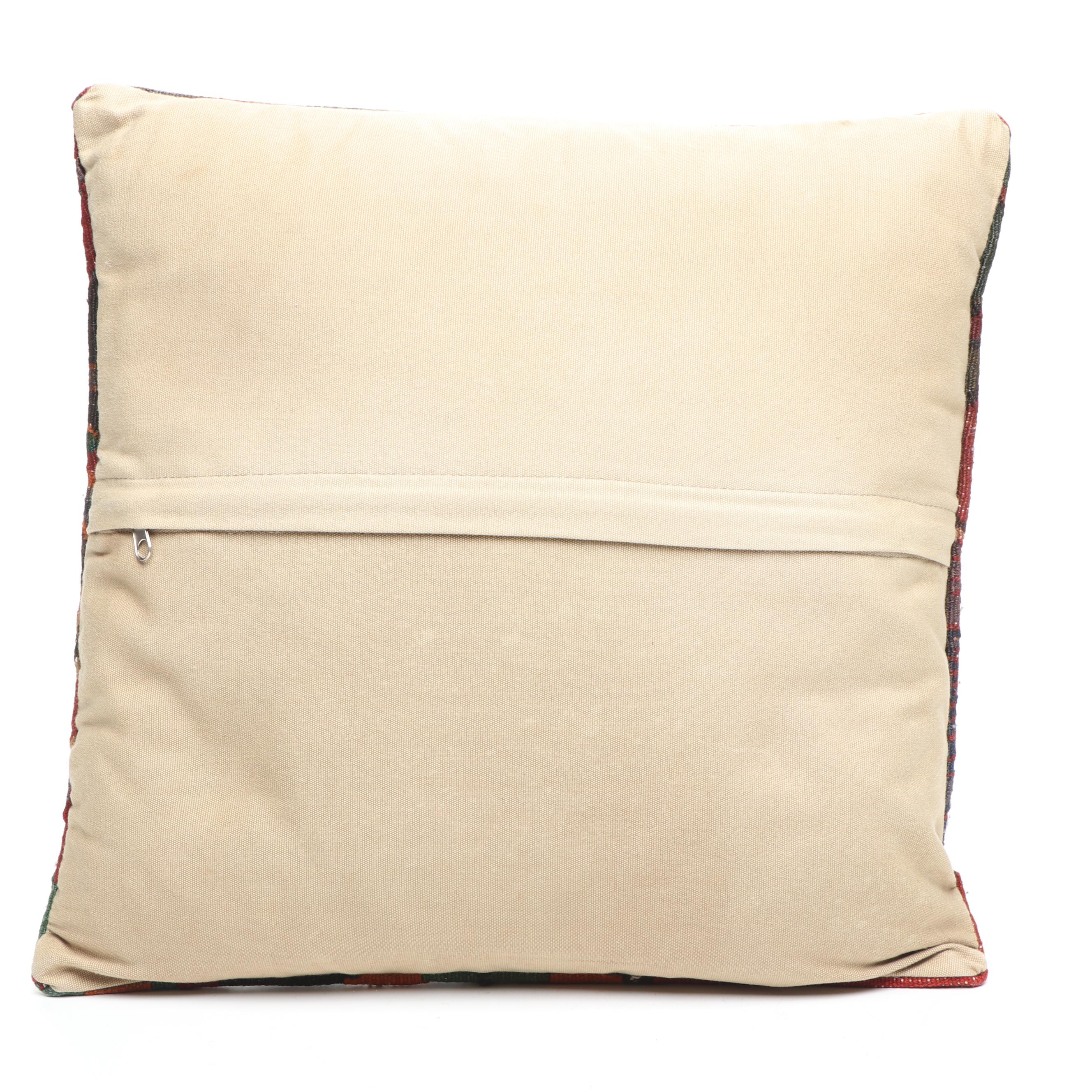 Handwoven Turkish Kilim Rug Faced Accent Pillows