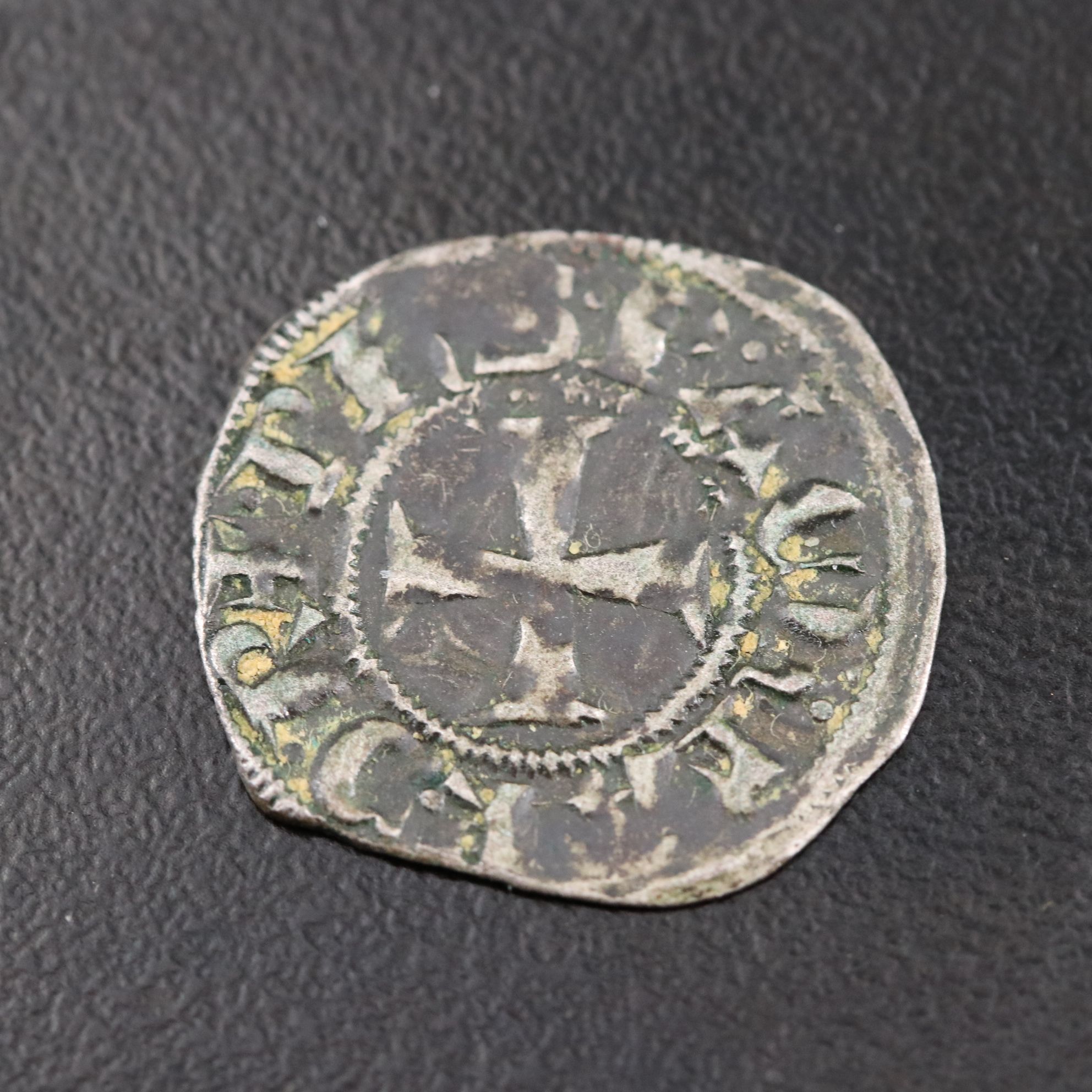 Crusader French States Billon Denier Coin, ca. 1200 A.D.