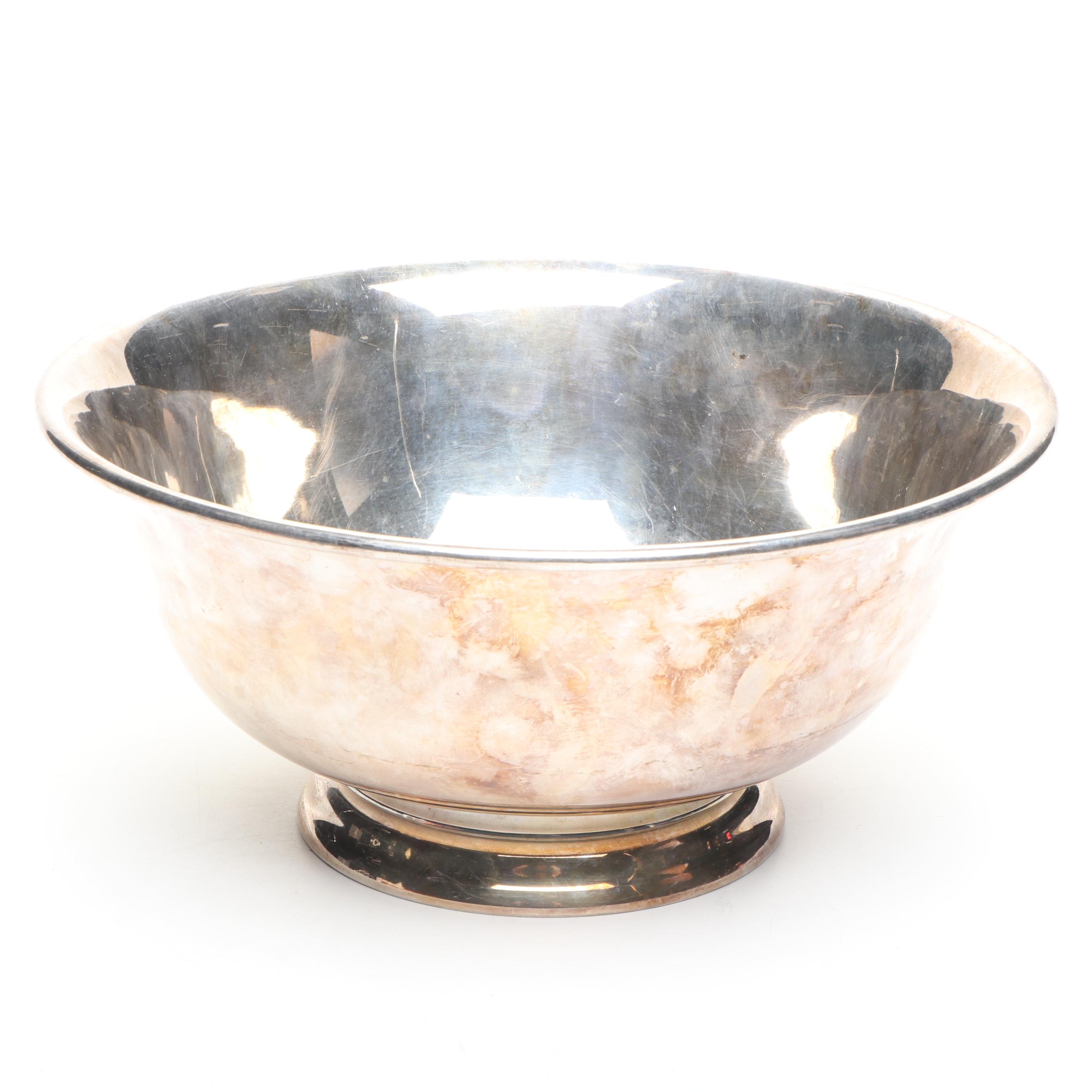 Reed & Barton Silverplate Bowl with Wine Aerator and Leather Bookends