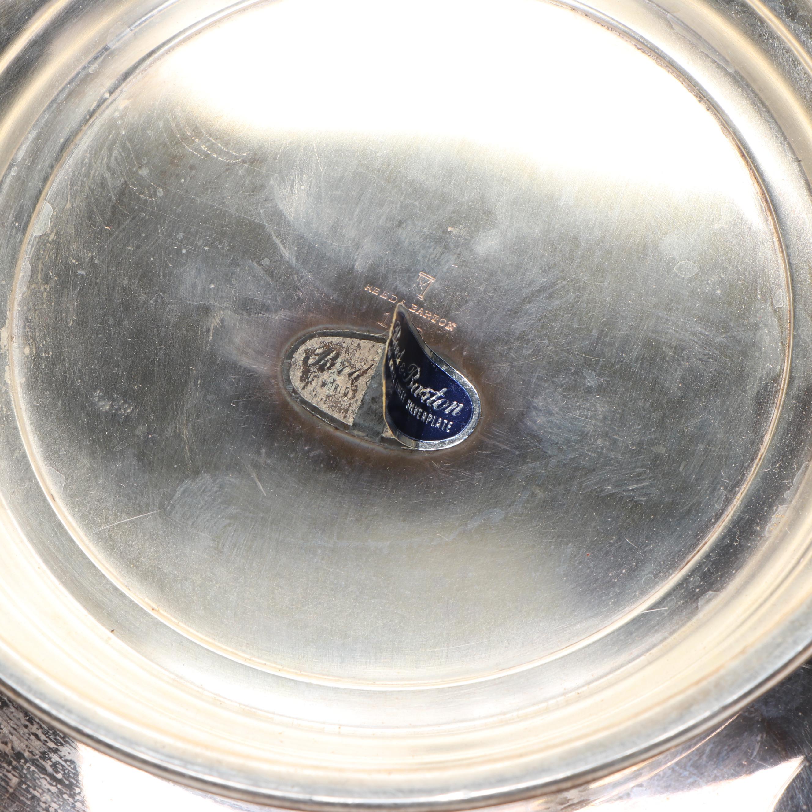 Reed & Barton Silverplate Bowl with Wine Aerator and Leather Bookends