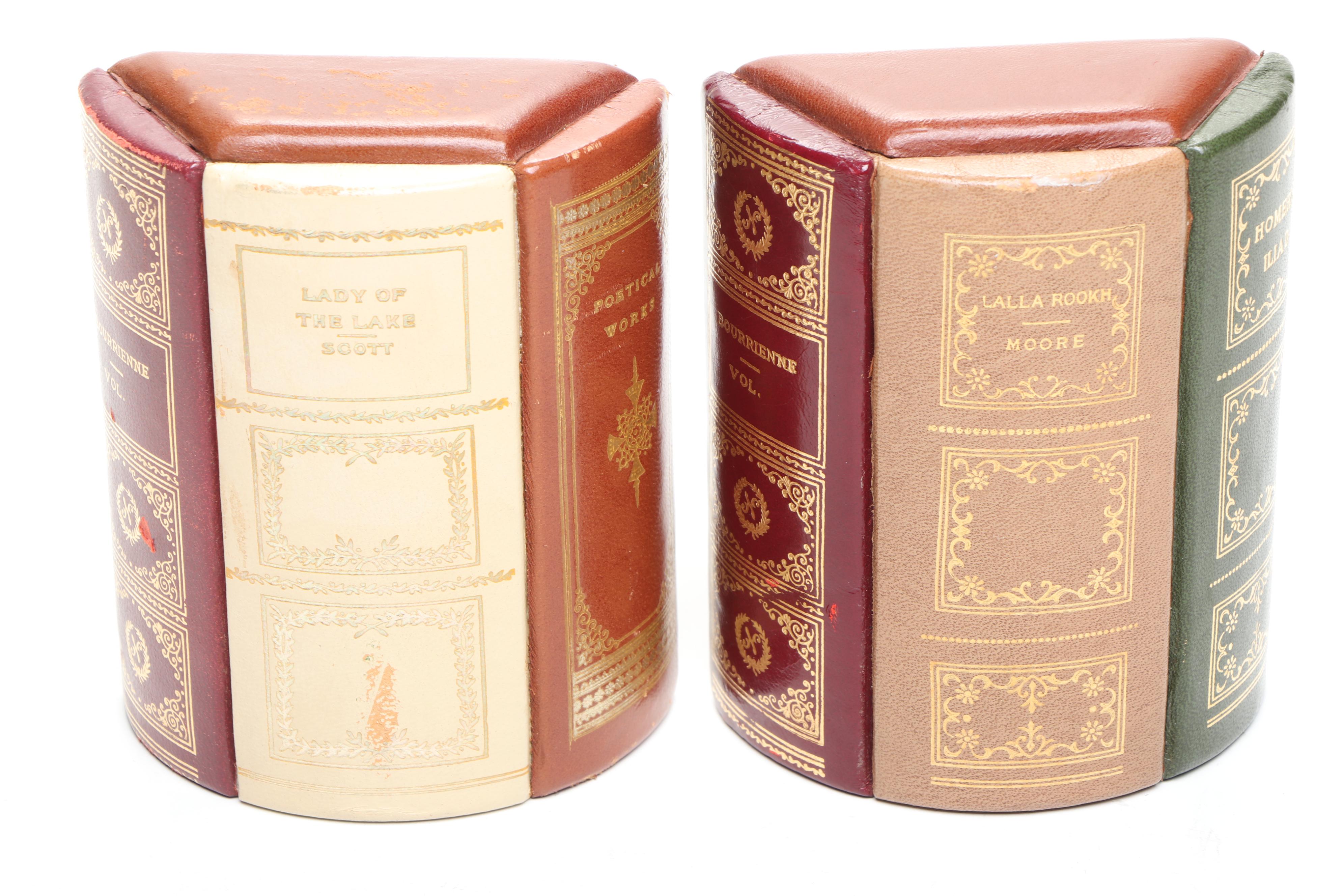 Reed & Barton Silverplate Bowl with Wine Aerator and Leather Bookends