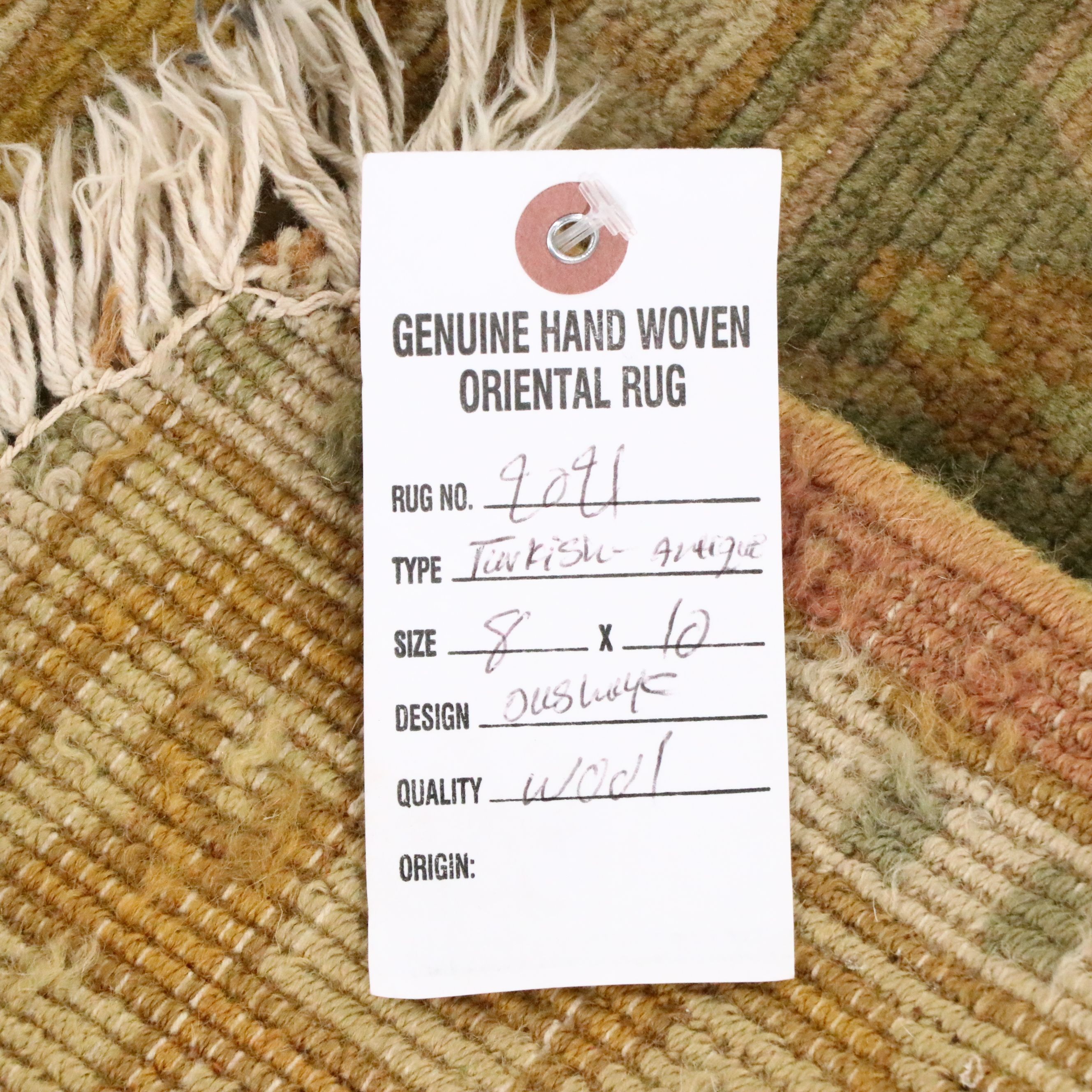 8'3 x 9'9 Hand-Knotted Turkish Oushak Area Rug