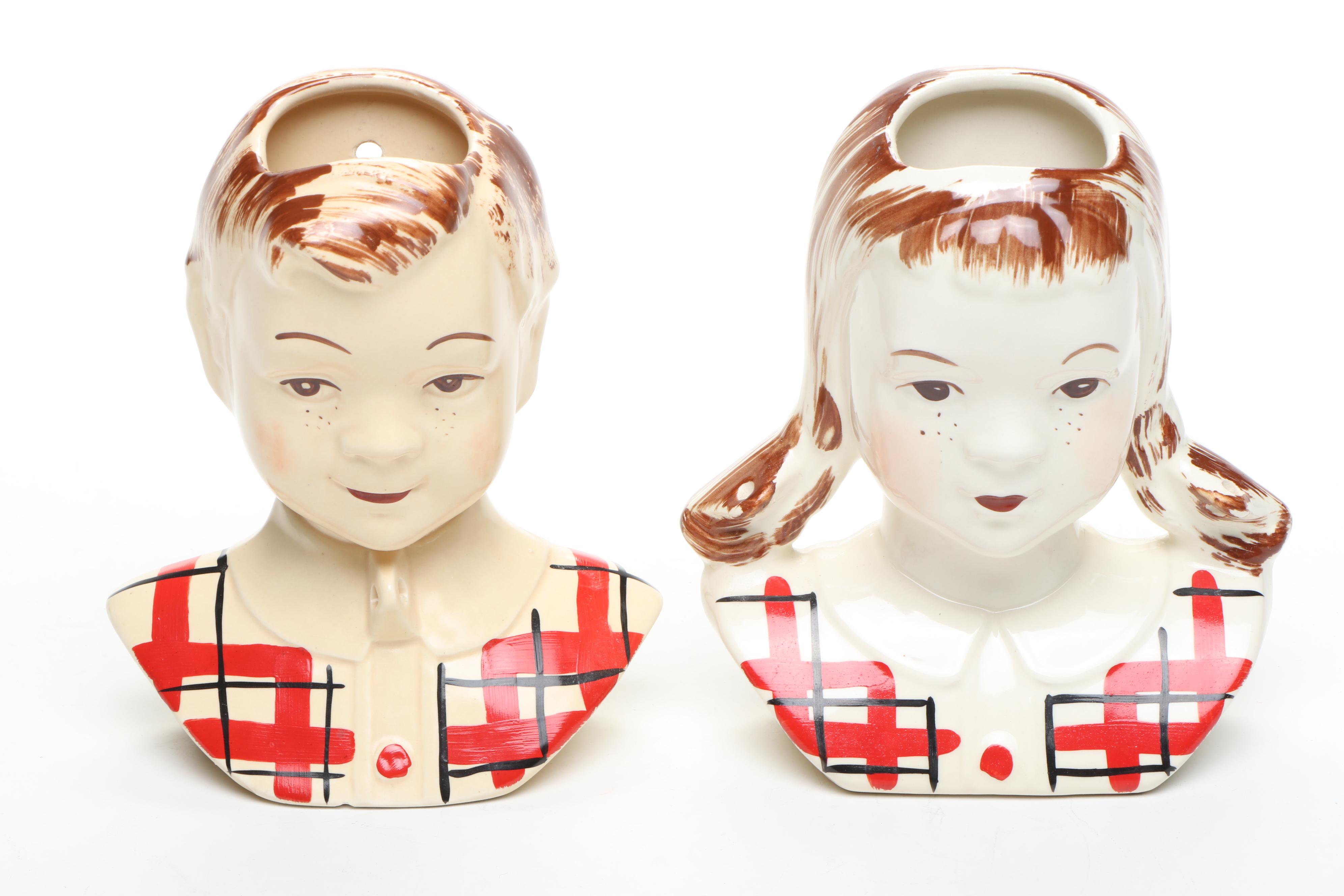 Stanford "Jean and Sandy" Ceramic Wall Pockets, Mid-20th Century