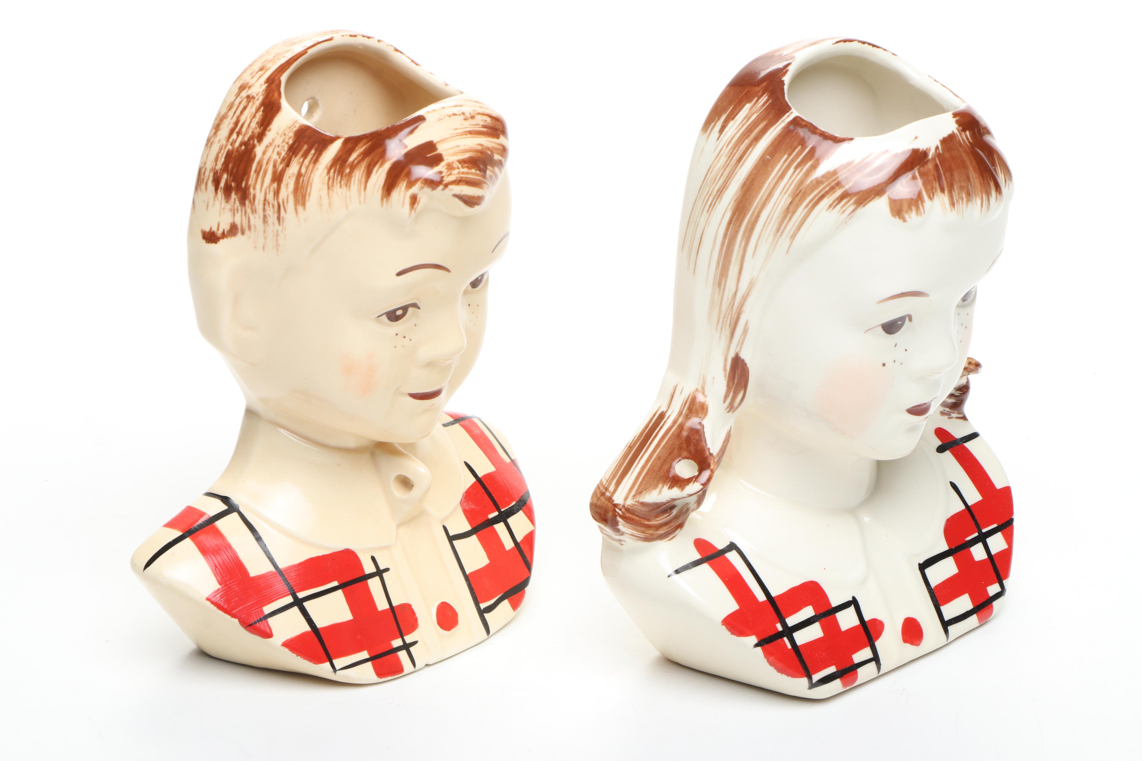 Stanford "Jean and Sandy" Ceramic Wall Pockets, Mid-20th Century