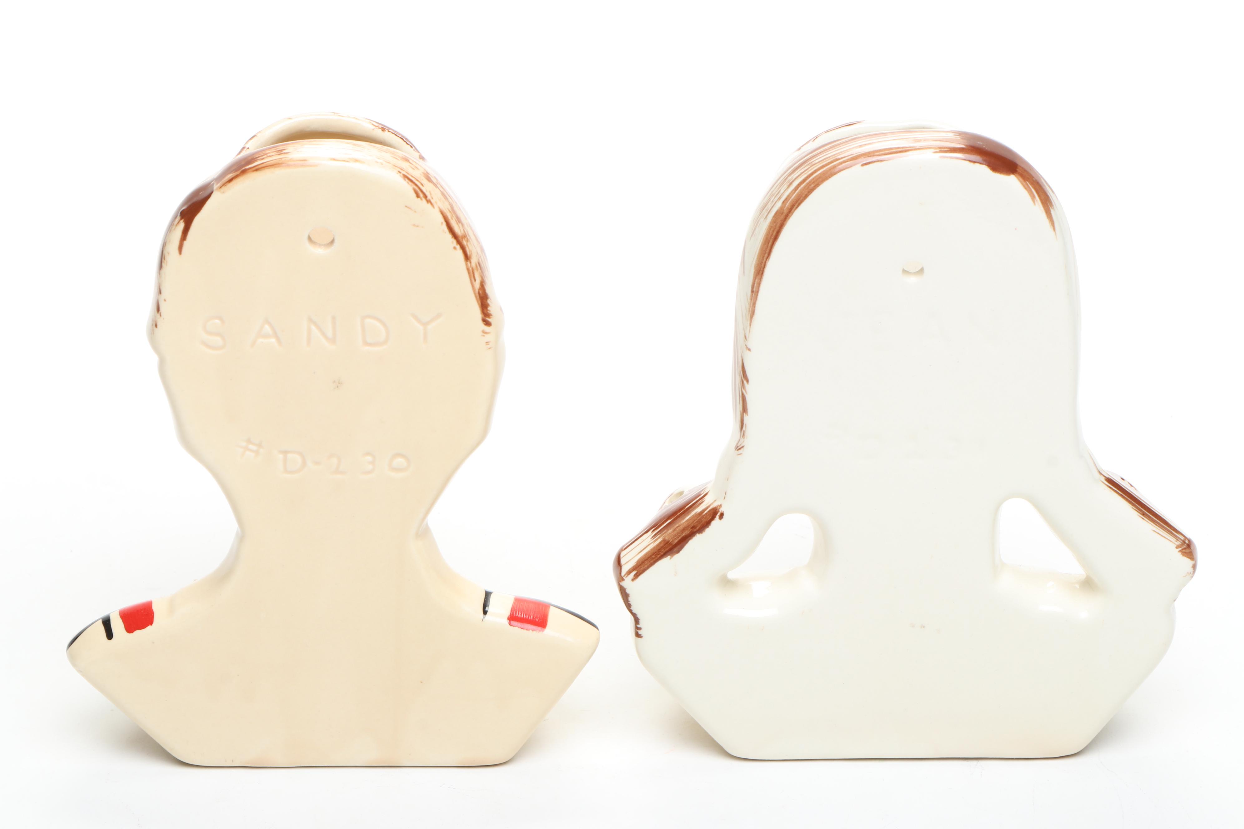 Stanford "Jean and Sandy" Ceramic Wall Pockets, Mid-20th Century