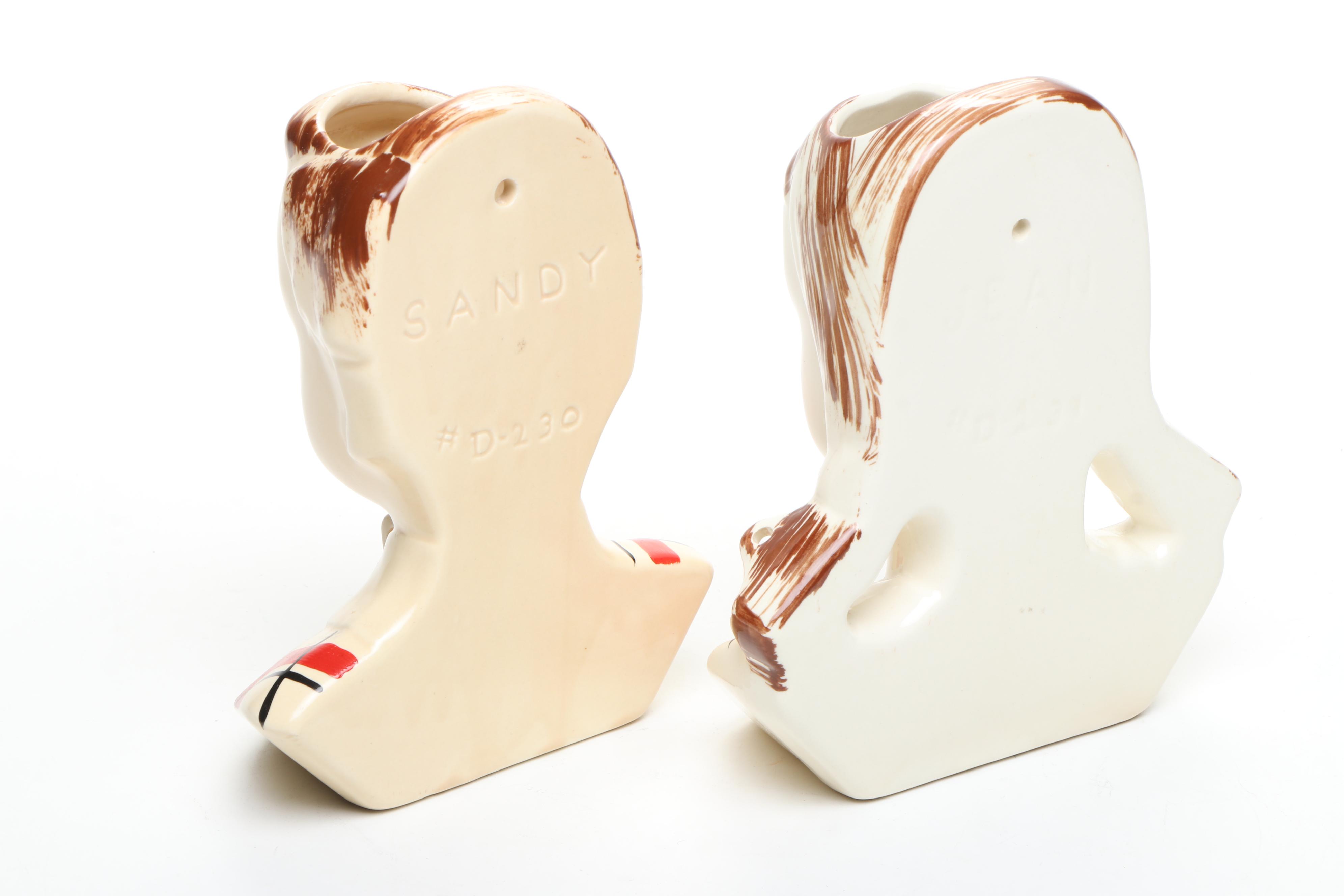 Stanford "Jean and Sandy" Ceramic Wall Pockets, Mid-20th Century