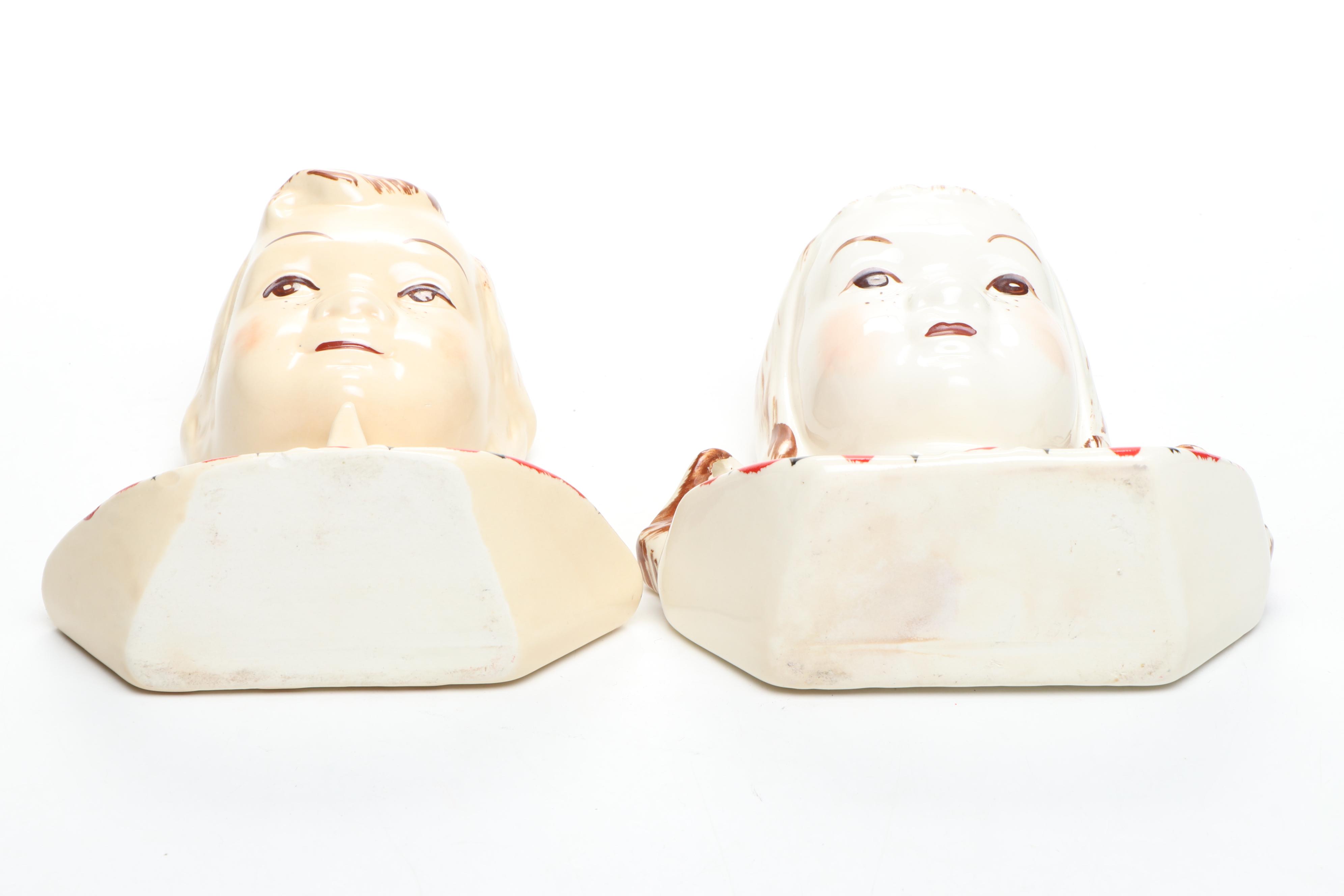 Stanford "Jean and Sandy" Ceramic Wall Pockets, Mid-20th Century