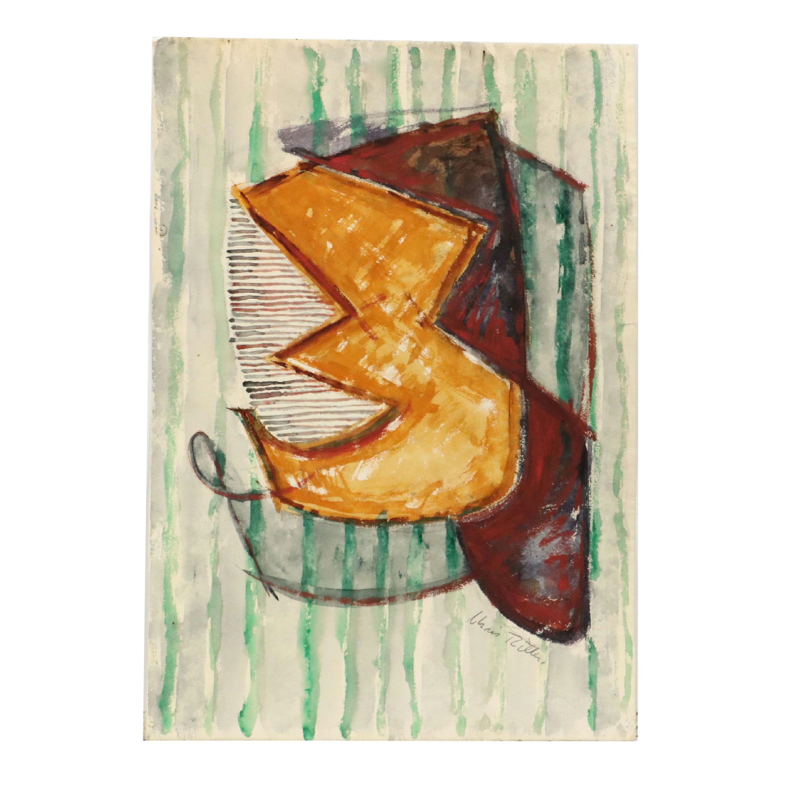 Chris Ritter Modern Watercolor Painting, Mid-Late 20th Century