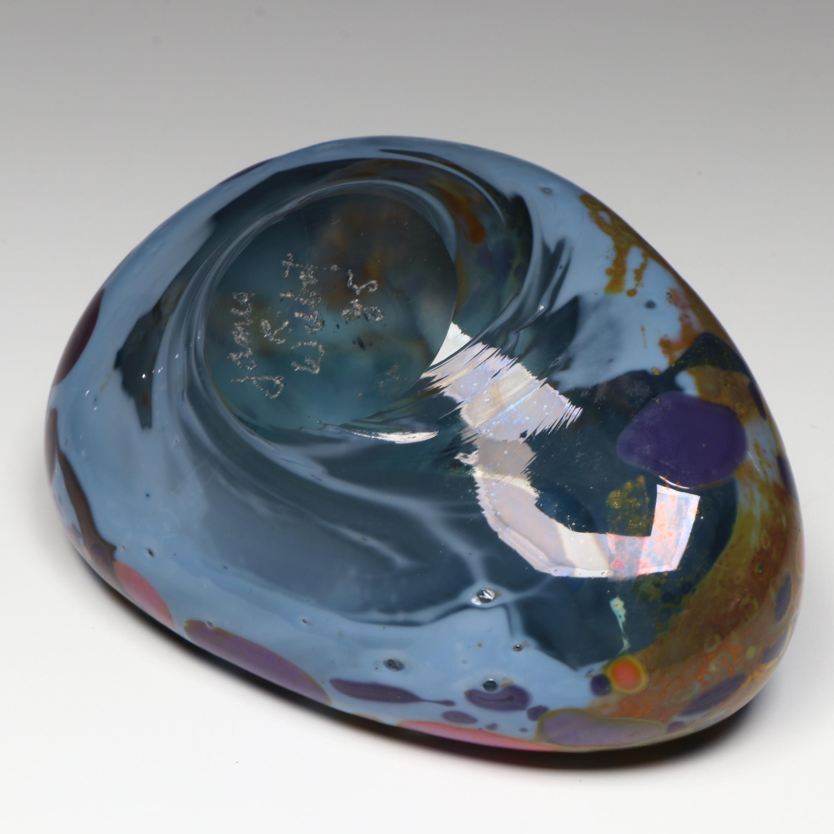 James R. Wilbat Art Glass Paperweight, 1985