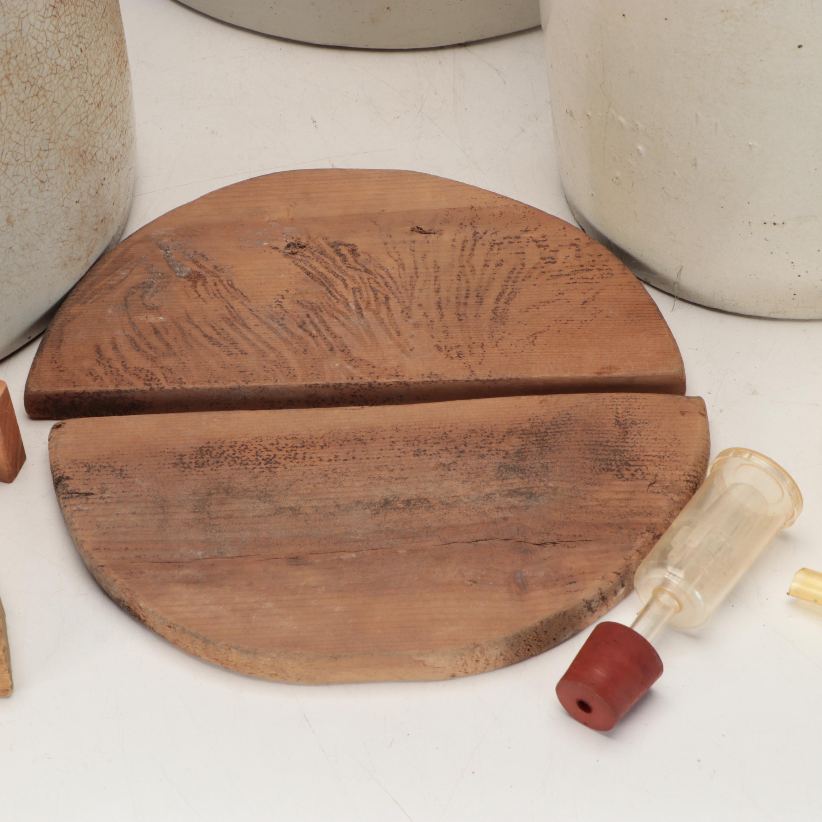 Robinson Ransbottom Crown Stoneware Crocks and Fermenting Tools