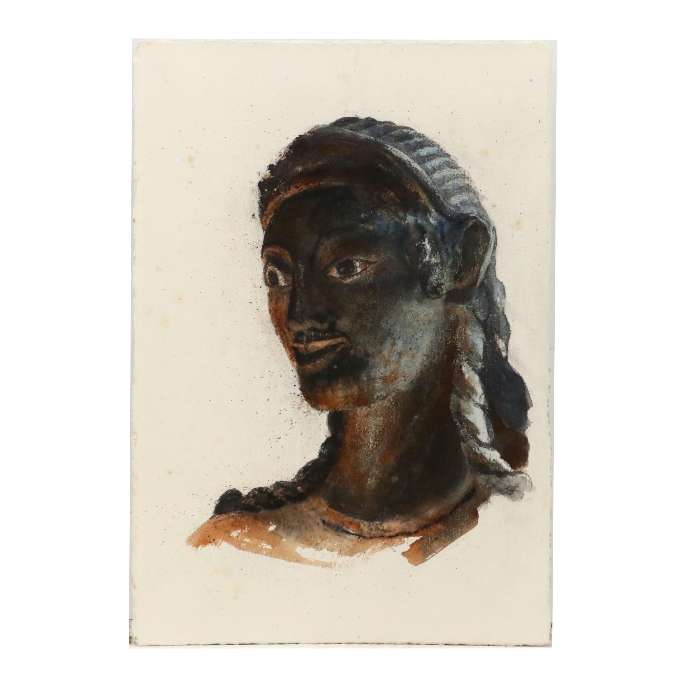 Chris Ritter Watercolor Portrait, Late 20th Century