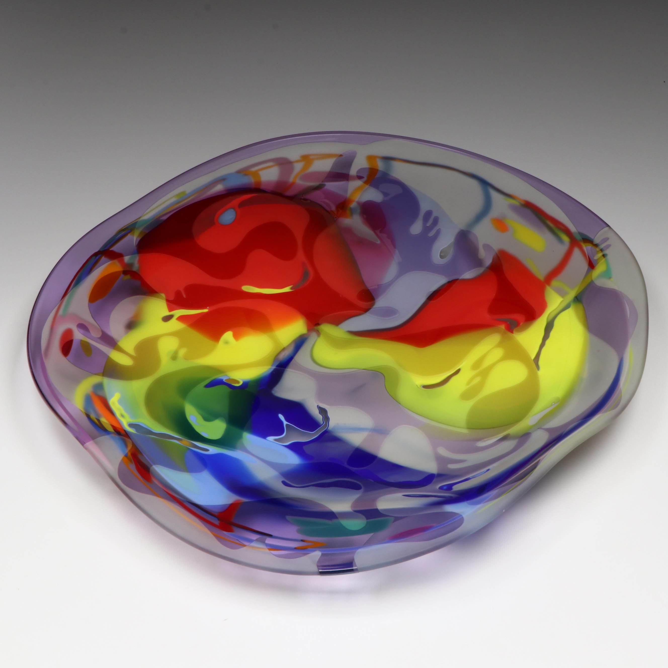John MacPherson Art Glass Free-Form Centerpiece Bowl, Late 20th C.