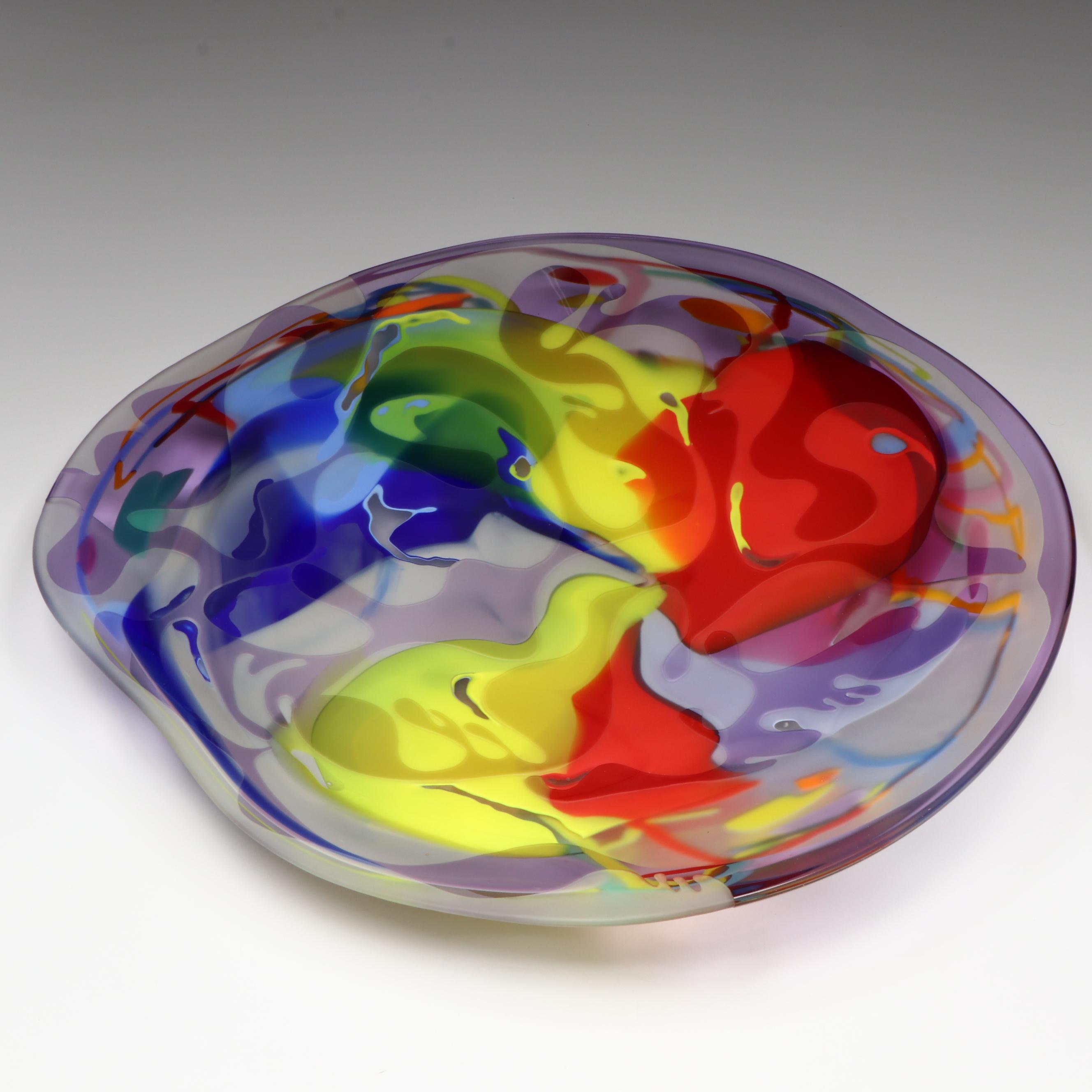 John MacPherson Art Glass Free-Form Centerpiece Bowl, Late 20th C.