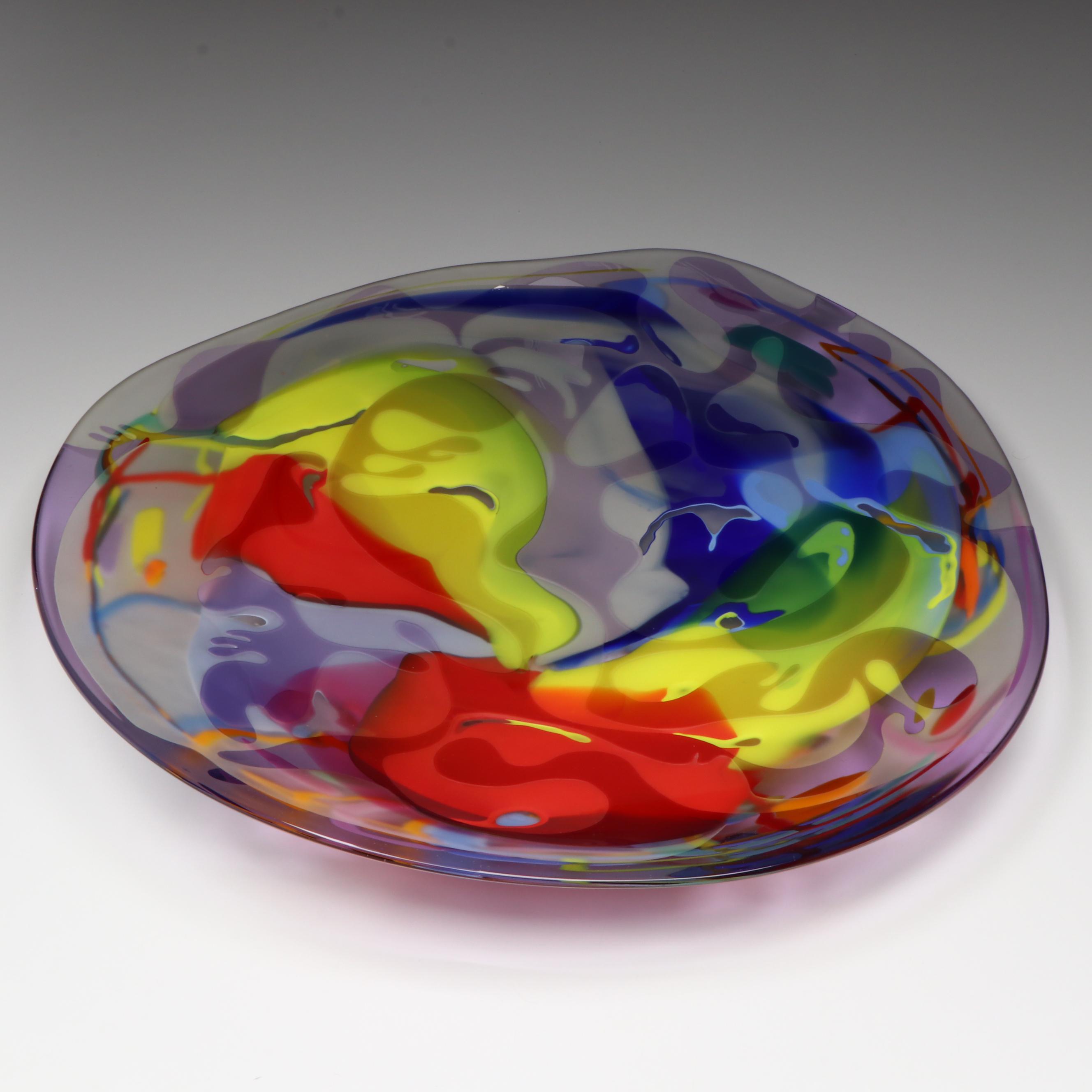 John MacPherson Art Glass Free-Form Centerpiece Bowl, Late 20th C.