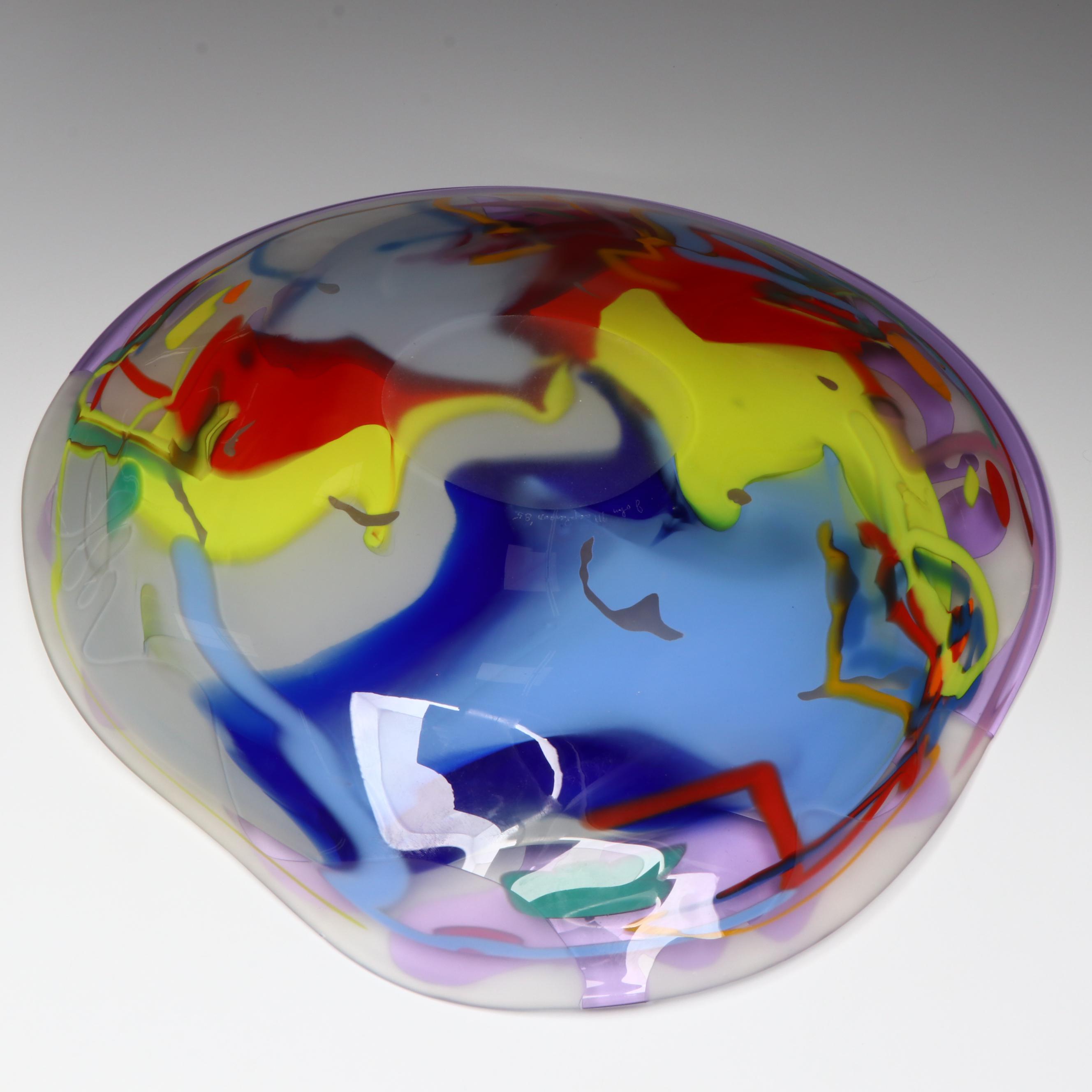 John MacPherson Art Glass Free-Form Centerpiece Bowl, Late 20th C.