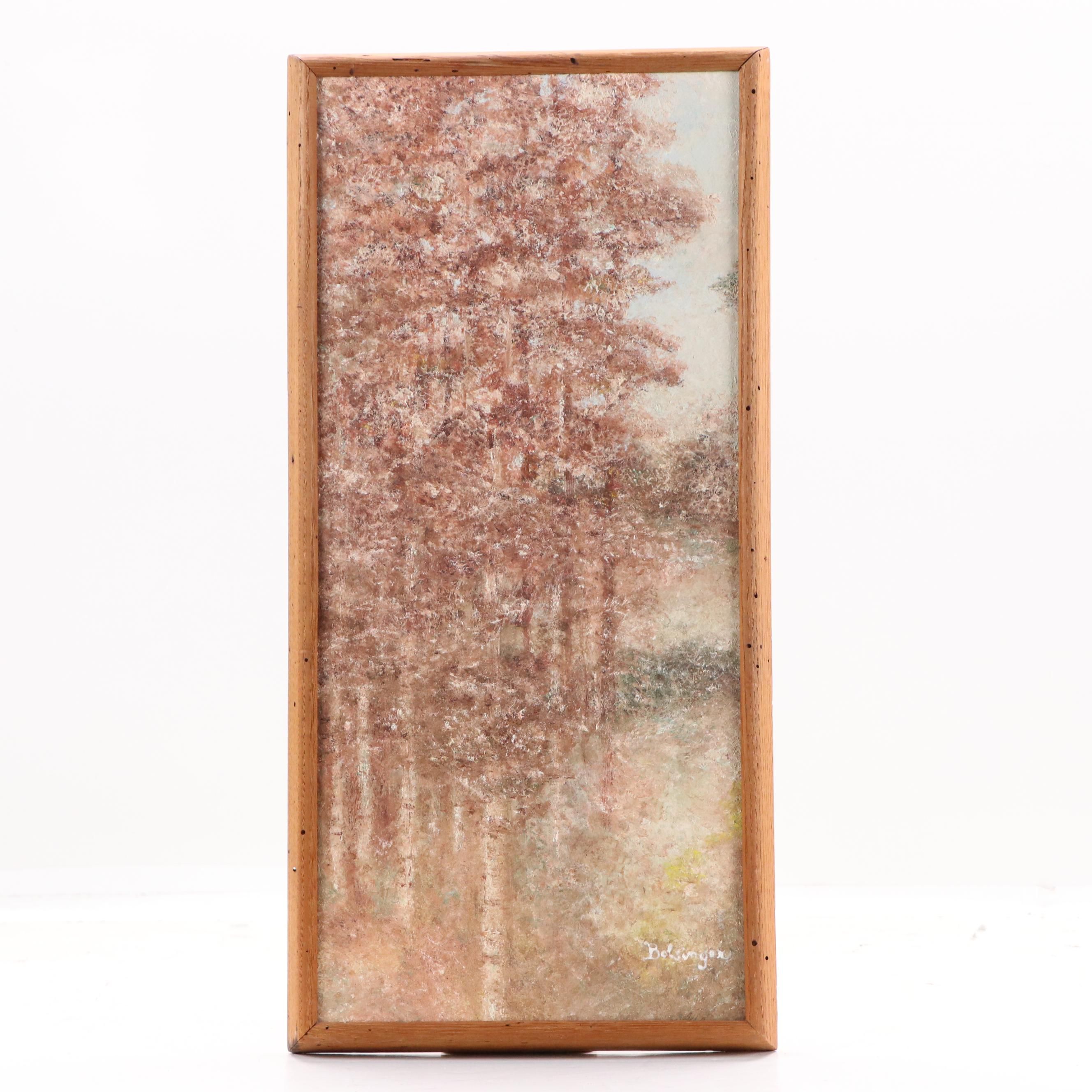 Bolsinger Atmospheric Autumn Landscape Oil Painting, Circa 1970