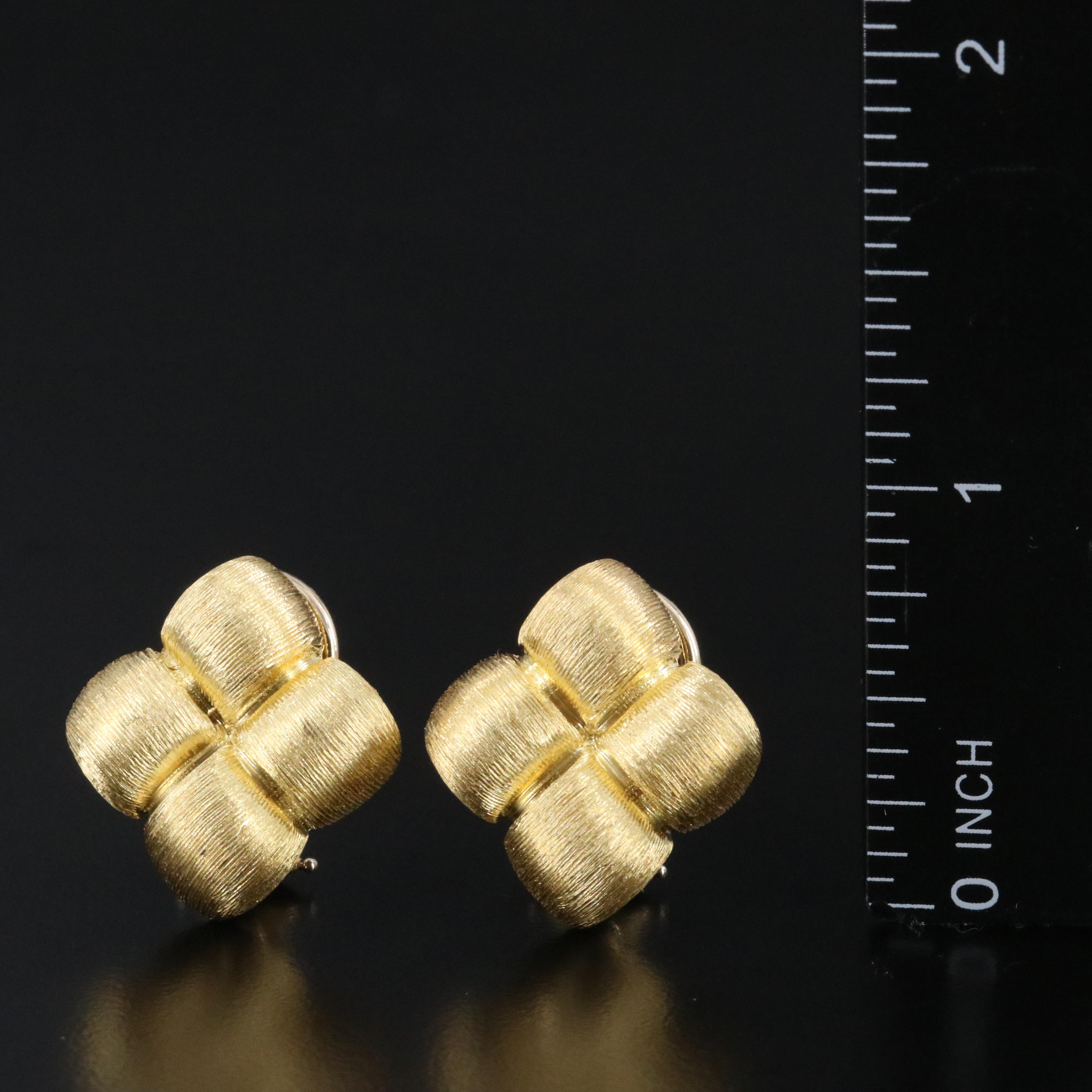Vintage Henry Dunay 18K Quatrefoil Earrings with Sabi Finish