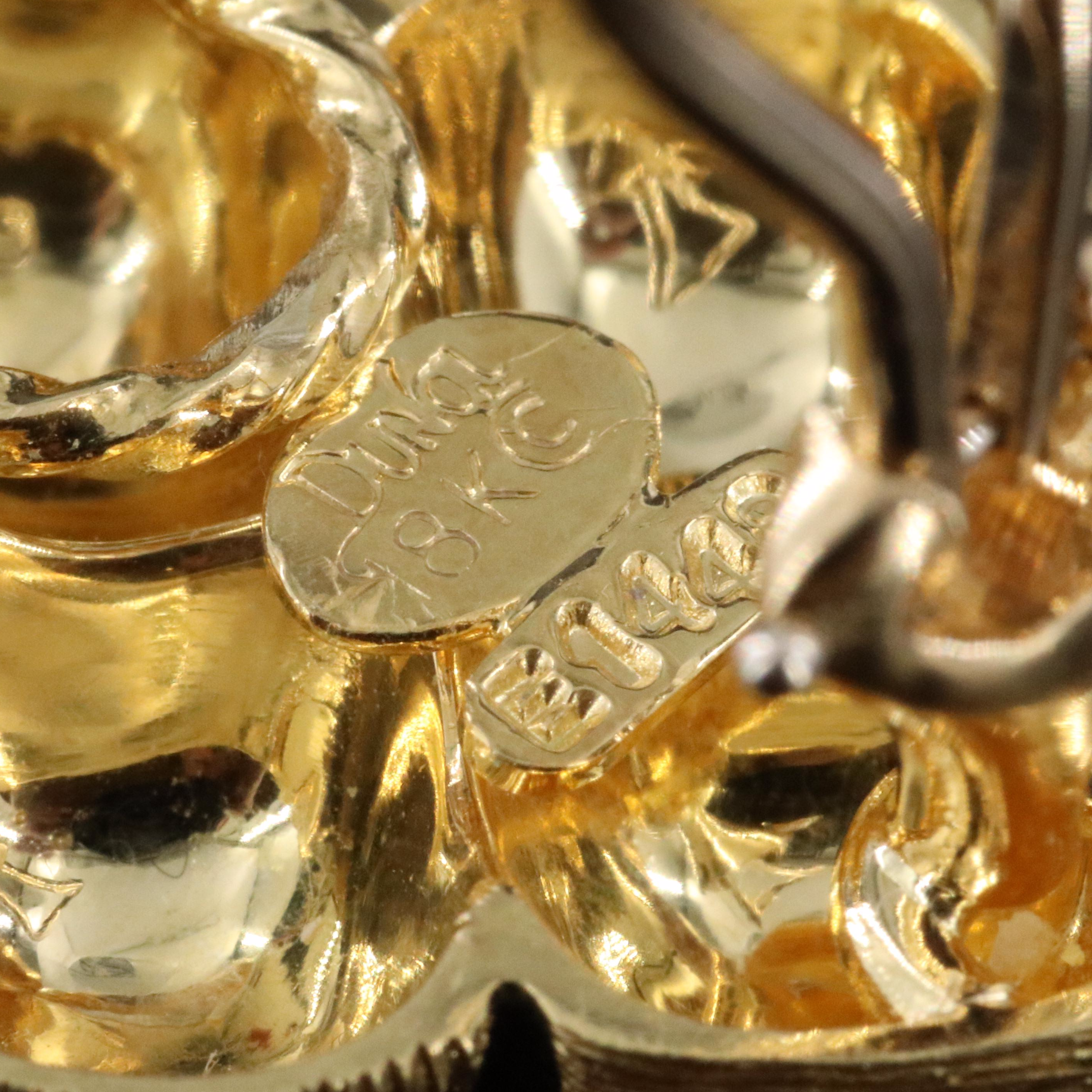 Vintage Henry Dunay 18K Quatrefoil Earrings with Sabi Finish