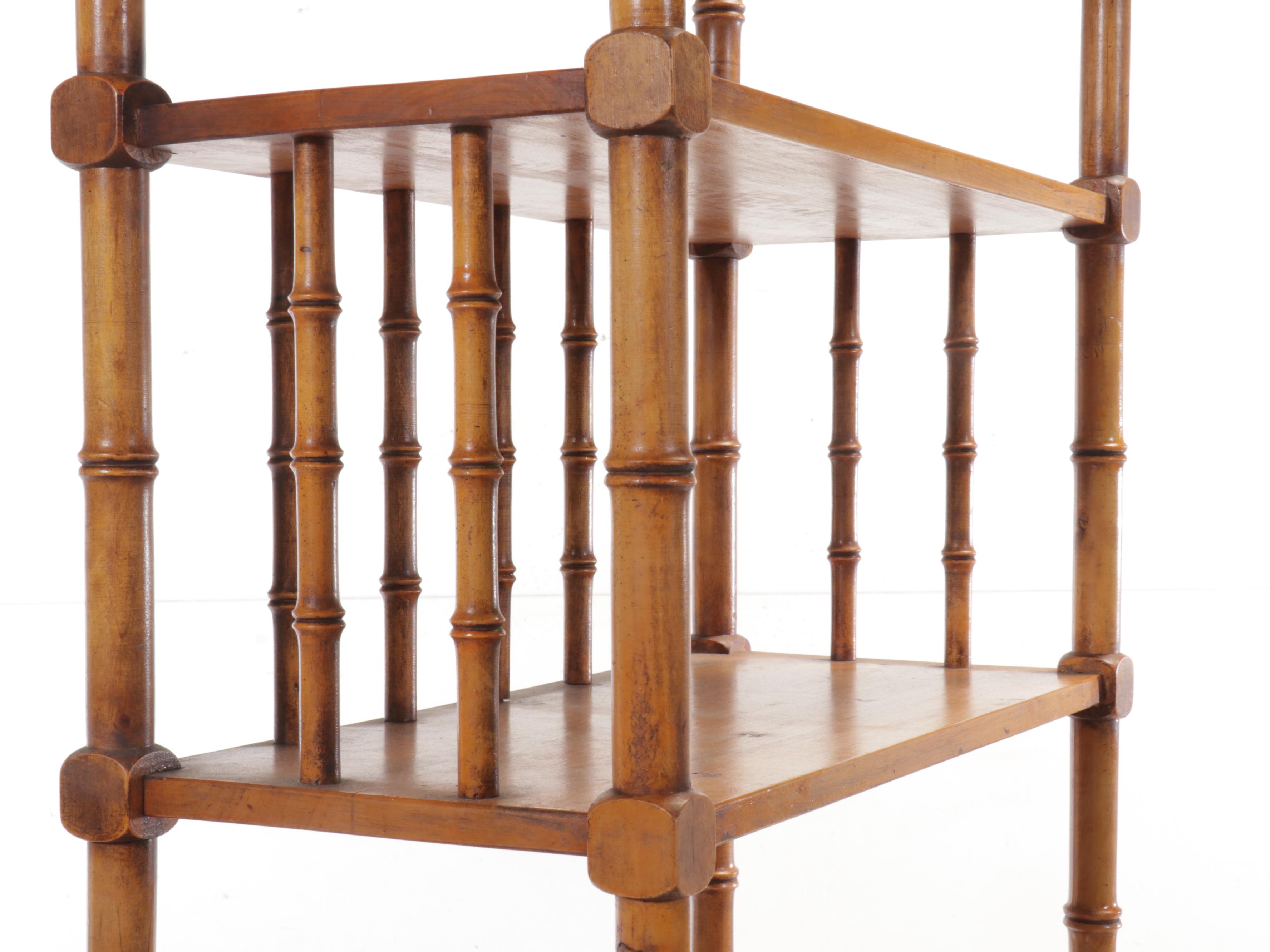 Vintage Bamboo Turned Wooden Étagère