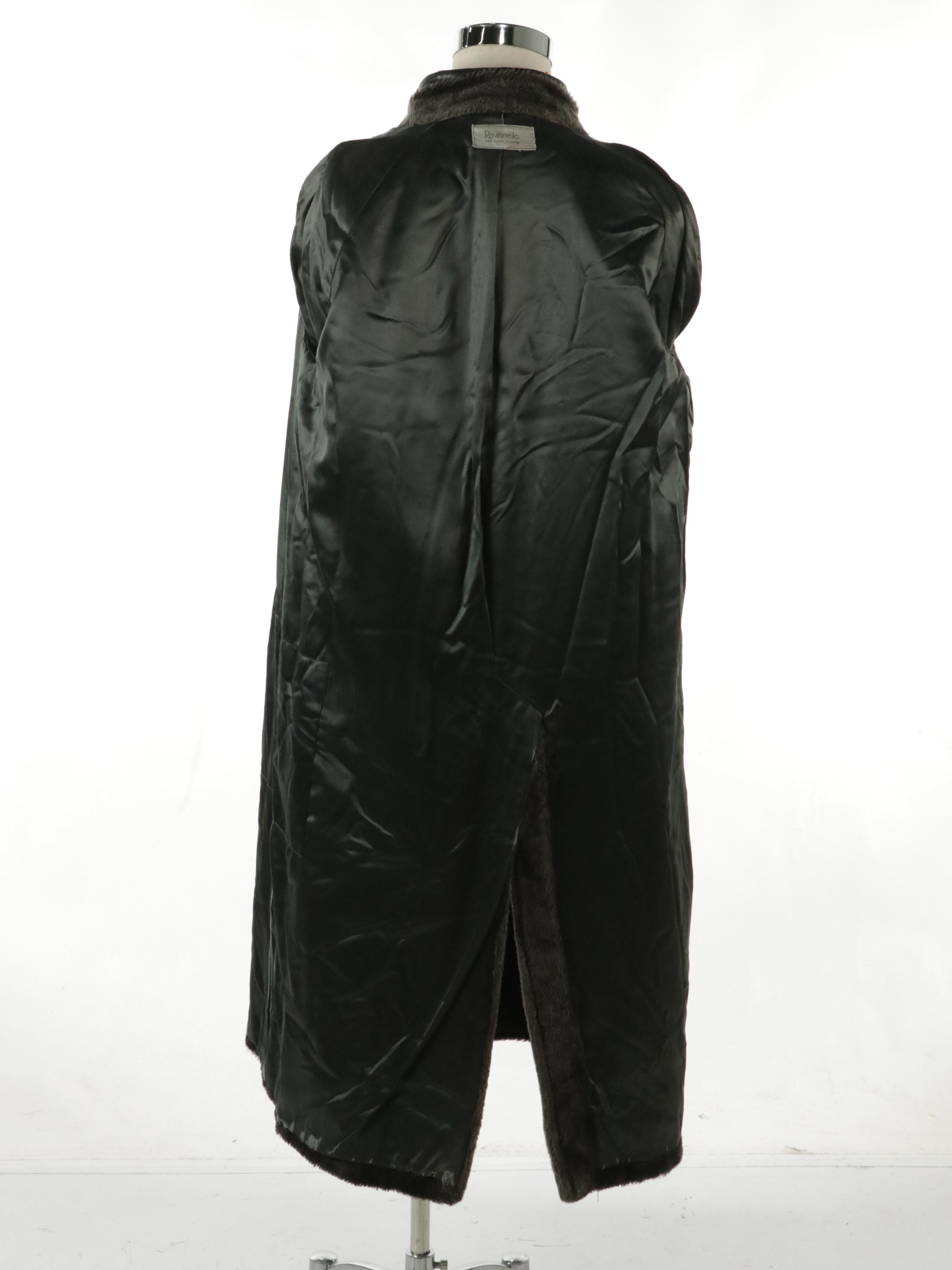 Men's Ravazzolo Belted Overcoat in Leather Trim Faux Fur