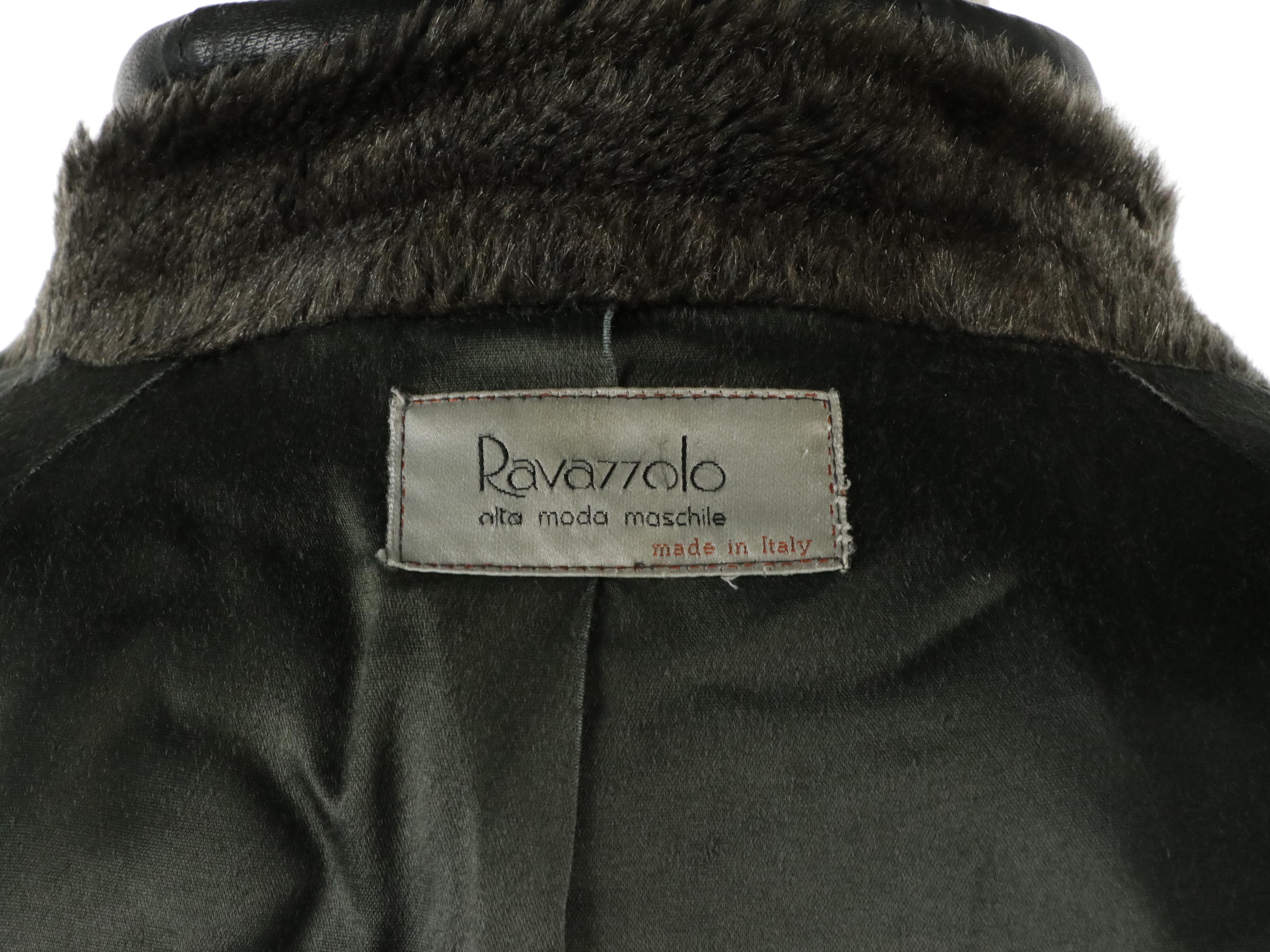 Men's Ravazzolo Belted Overcoat in Leather Trim Faux Fur