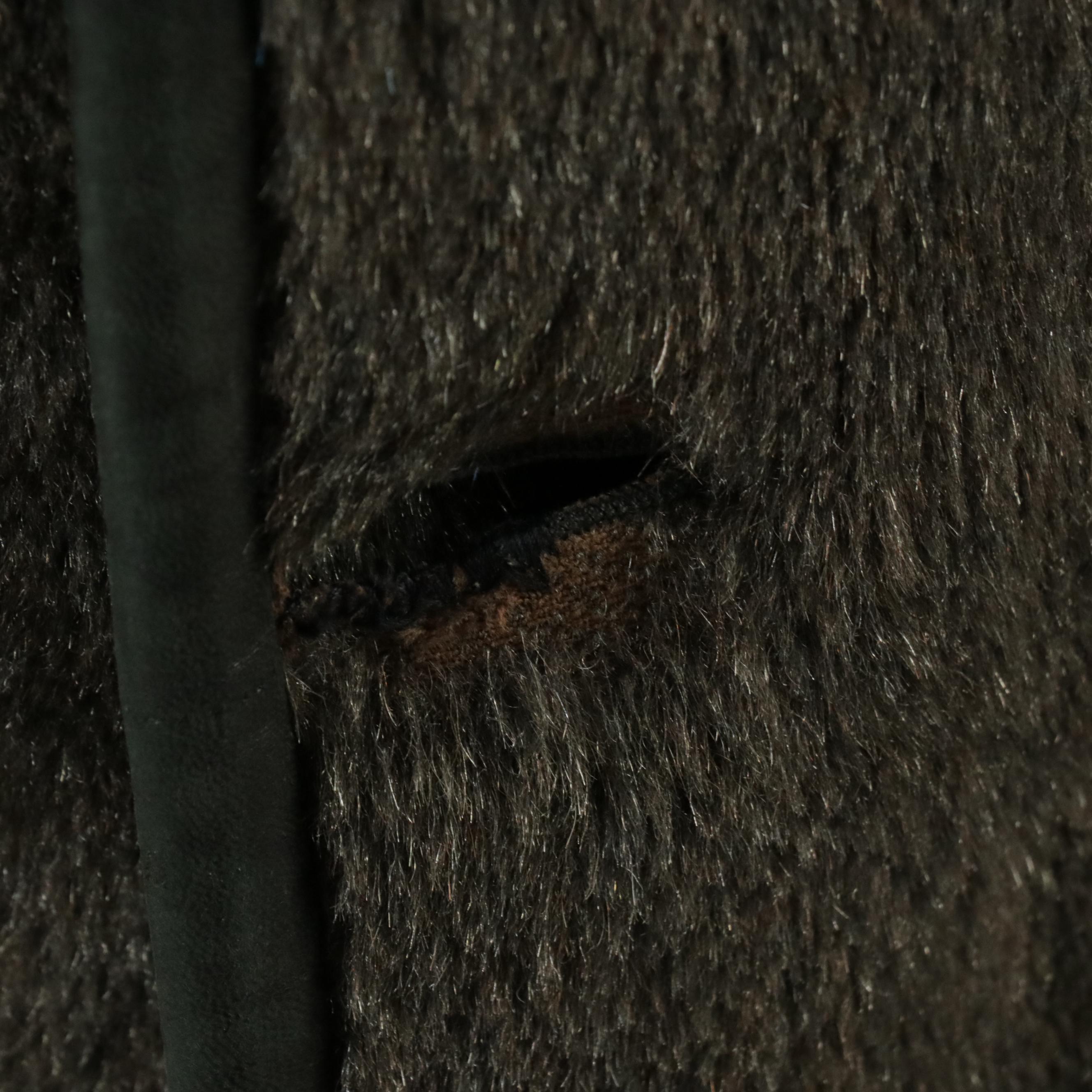 Men's Ravazzolo Belted Overcoat in Leather Trim Faux Fur