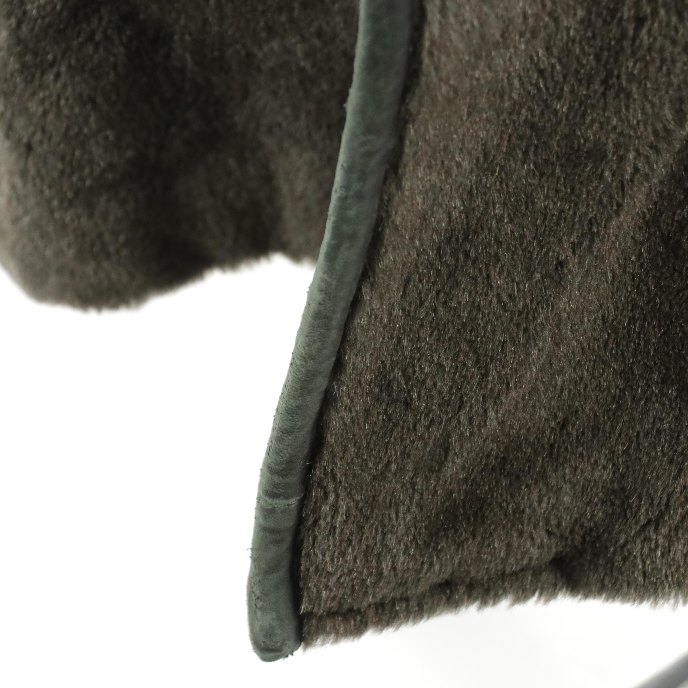 Men's Ravazzolo Belted Overcoat in Leather Trim Faux Fur