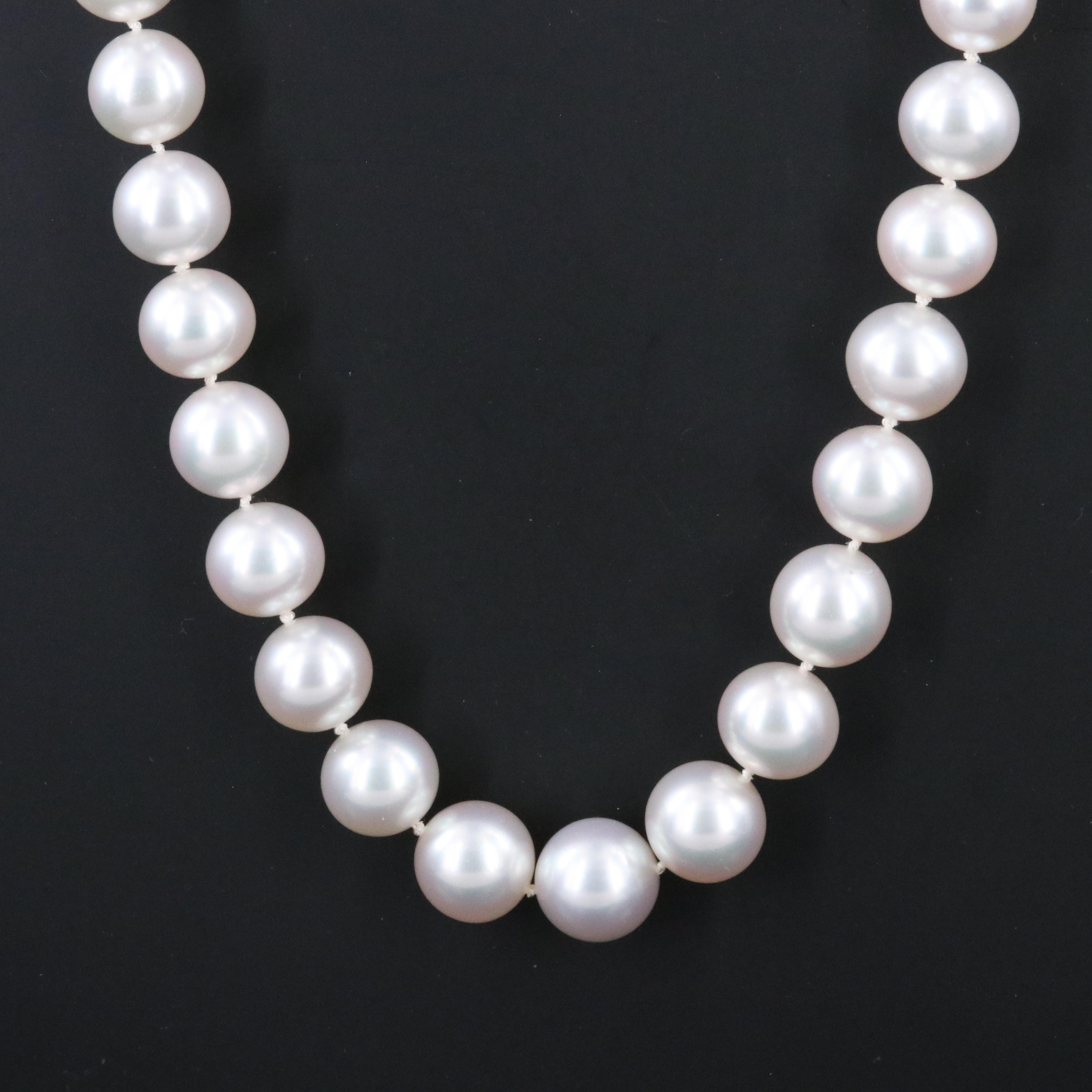 Graduated South Sea Pearl Necklace with 18K 1.00 CTW Diamond Pavé Ball Clasp