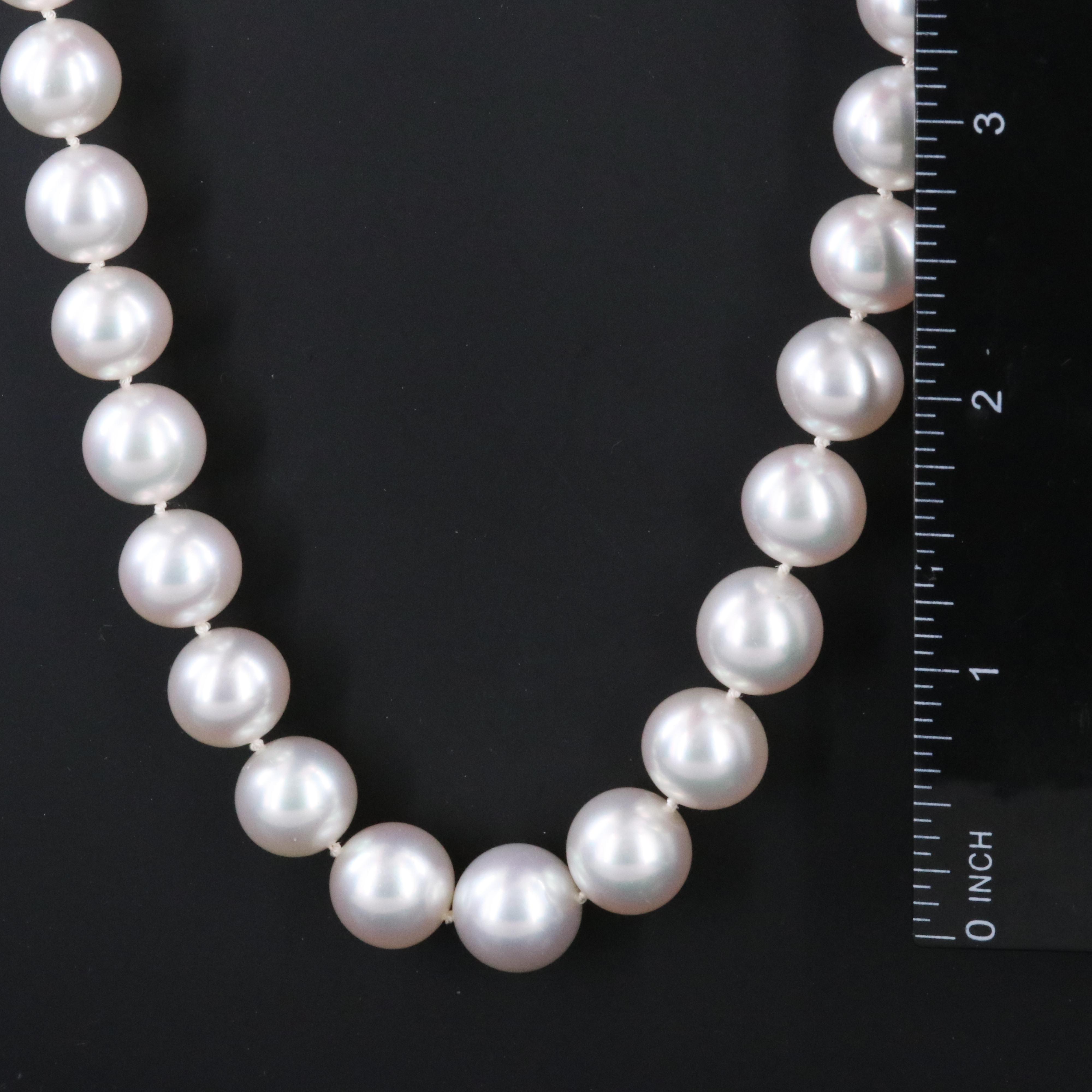 Graduated South Sea Pearl Necklace with 18K 1.00 CTW Diamond Pavé Ball Clasp