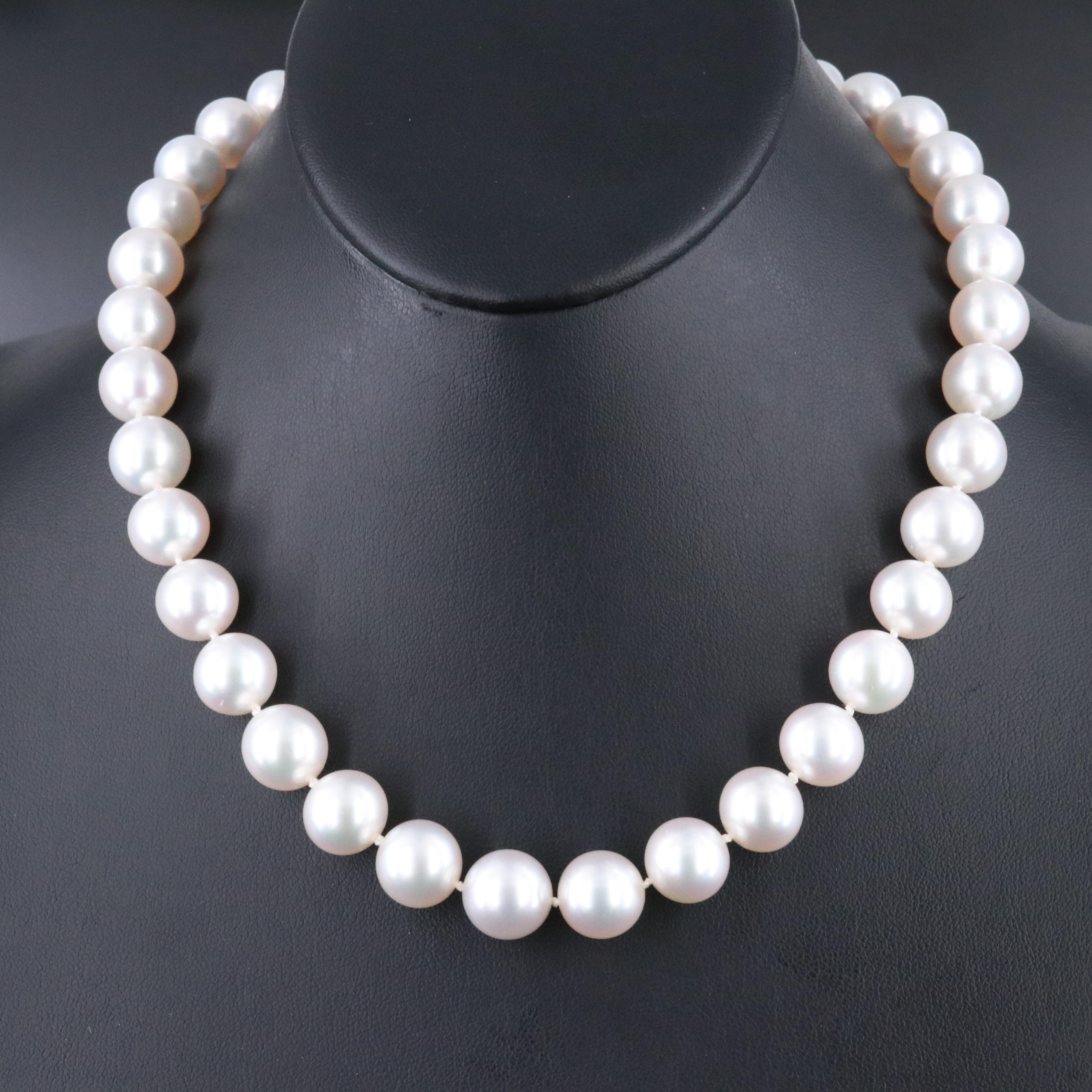 Graduated South Sea Pearl Necklace with 18K 1.00 CTW Diamond Pavé Ball Clasp