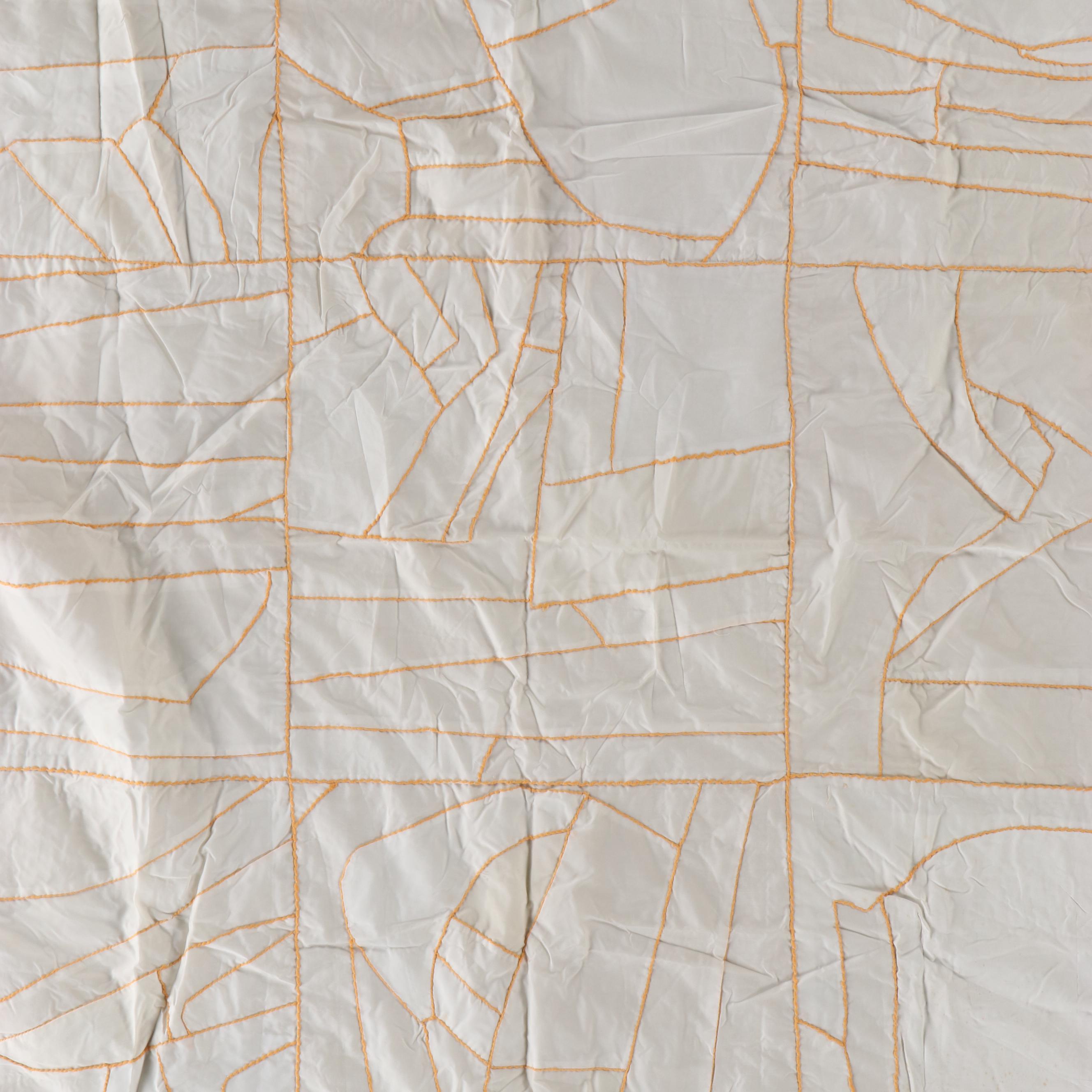 Custom Crazy Quilt Style Blanket with Couched Yarn Outlines