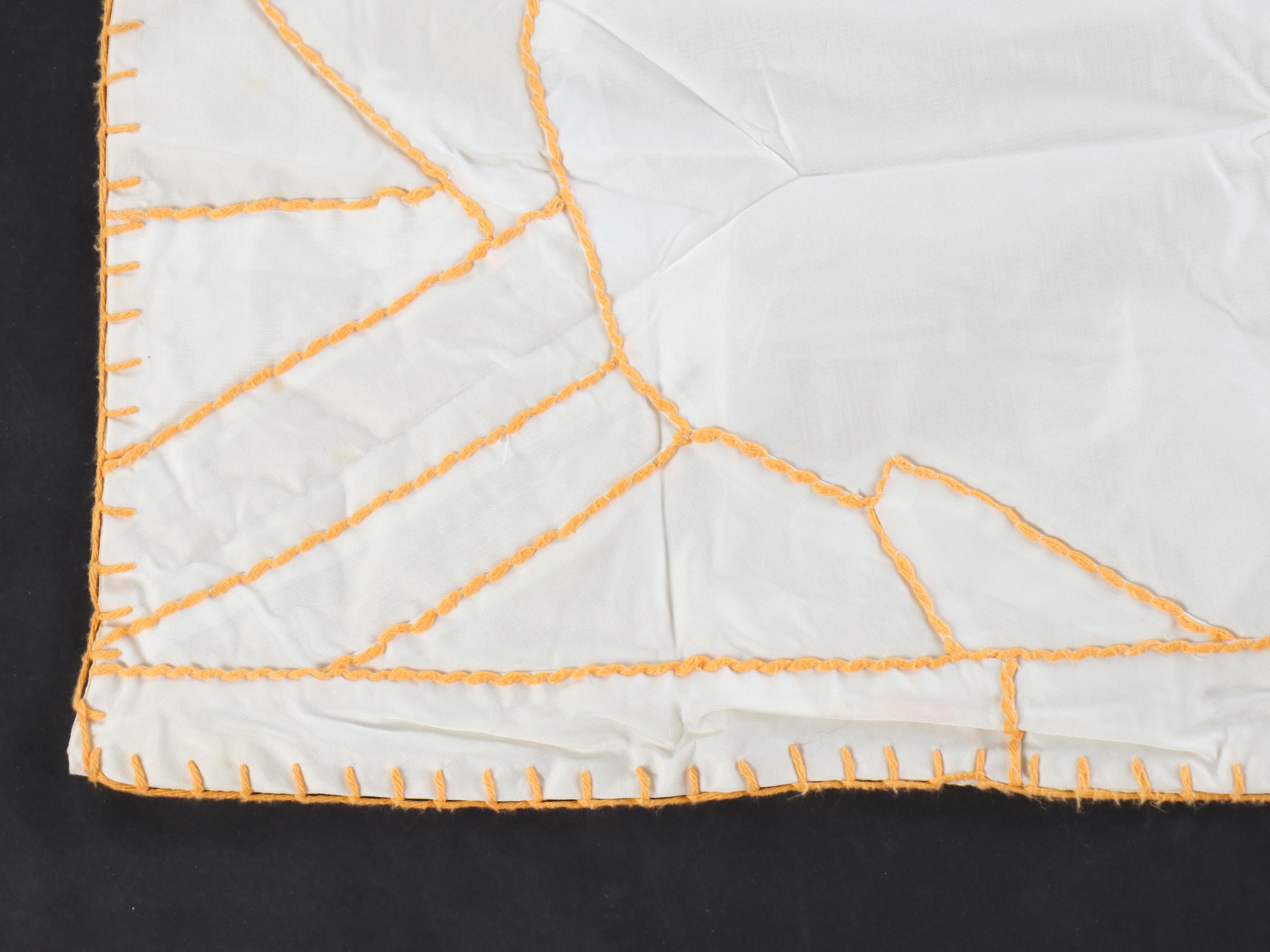 Custom Crazy Quilt Style Blanket with Couched Yarn Outlines