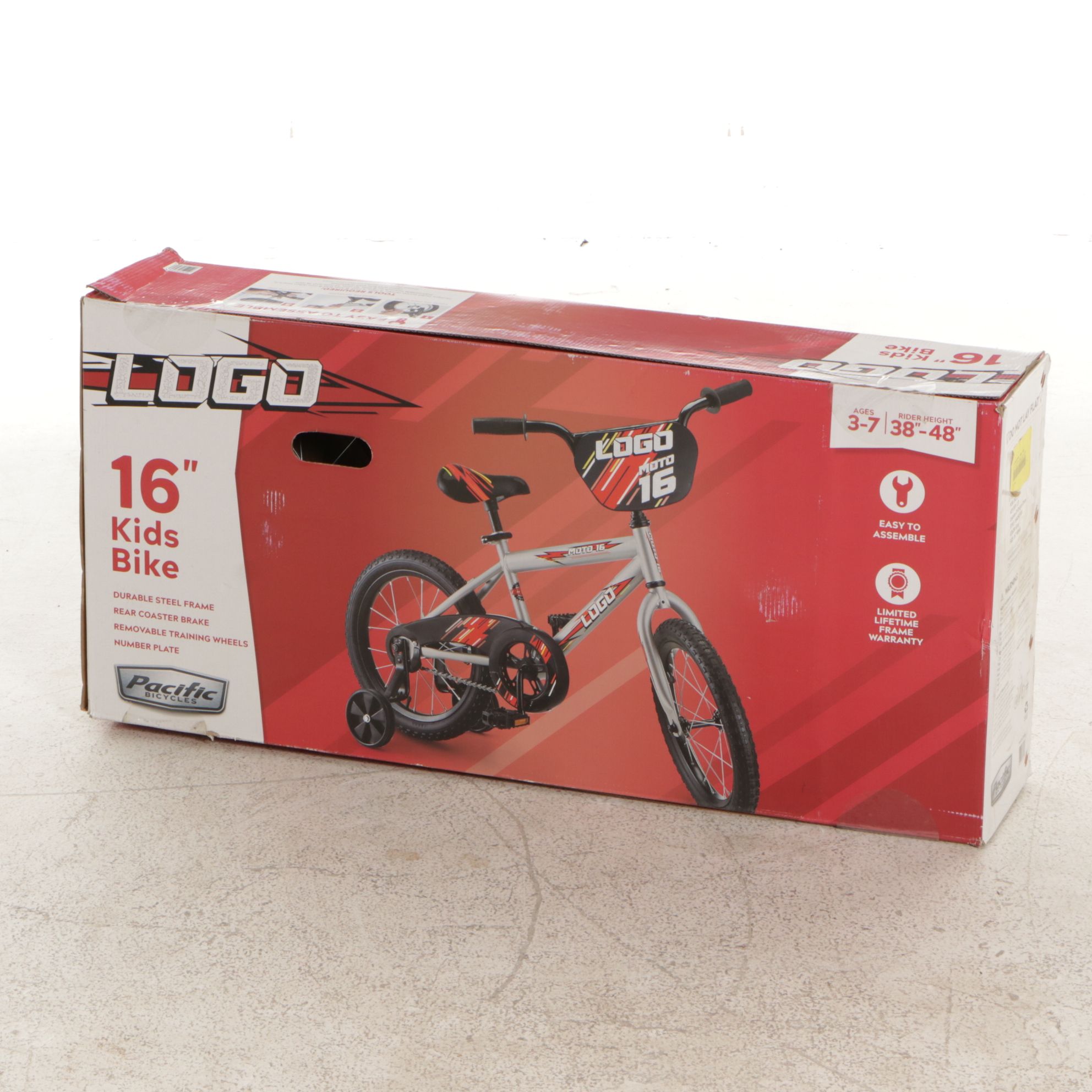 Pacific Bicycles Logo 16" Kid's Bicycle, Red/Gray