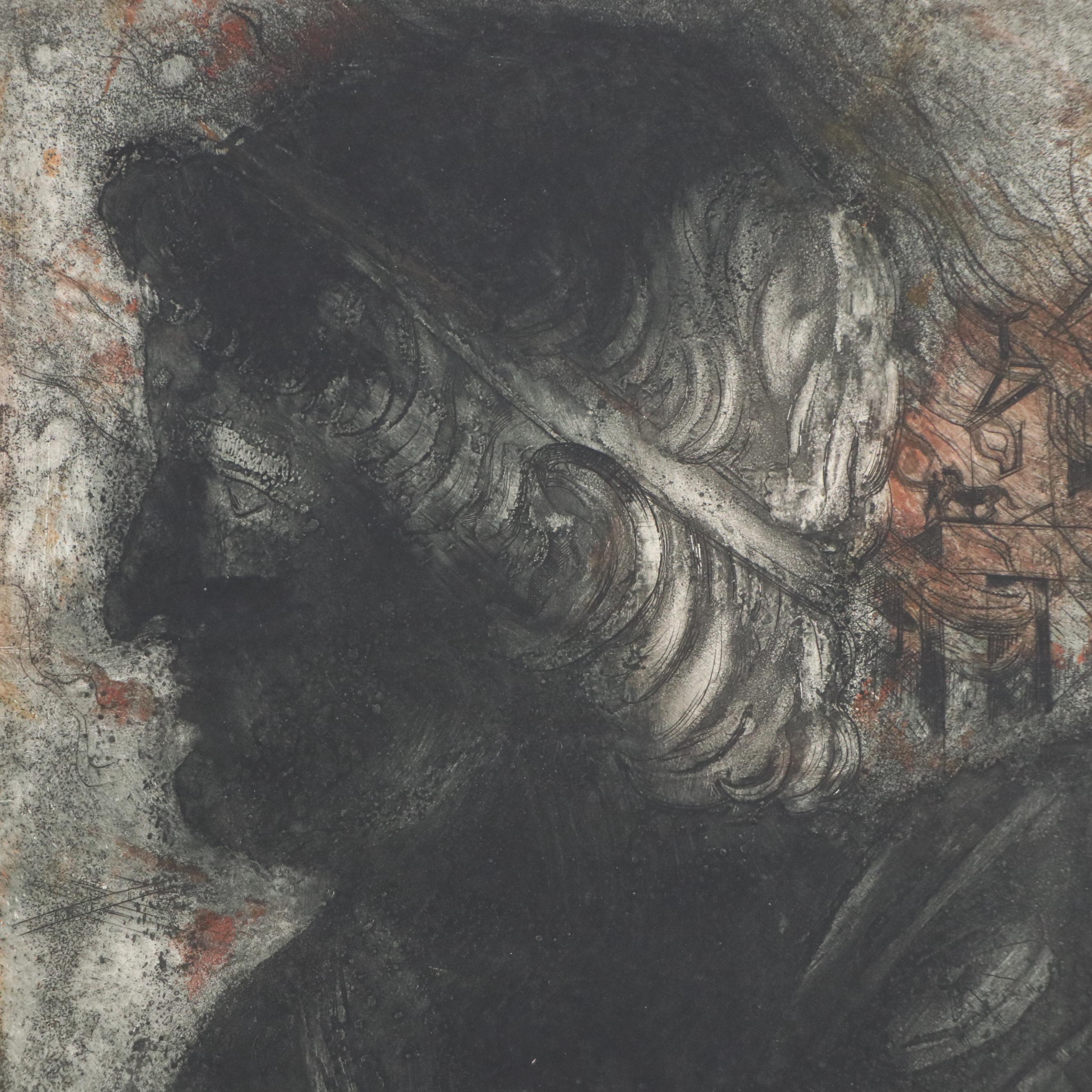 Chris Ritter Set of Two Portrait Etchings "Nero," Circa 1945