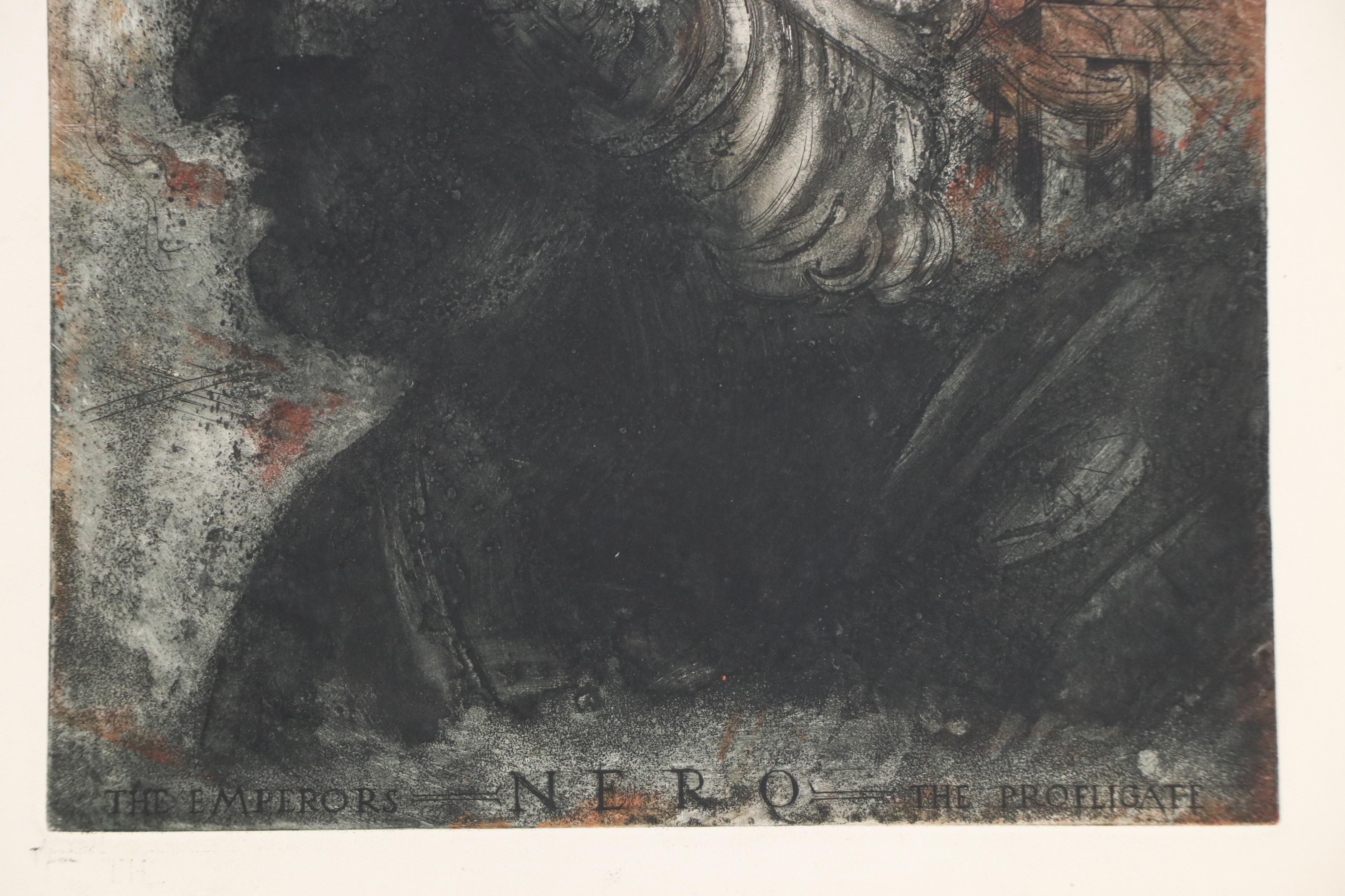 Chris Ritter Set of Two Portrait Etchings "Nero," Circa 1945