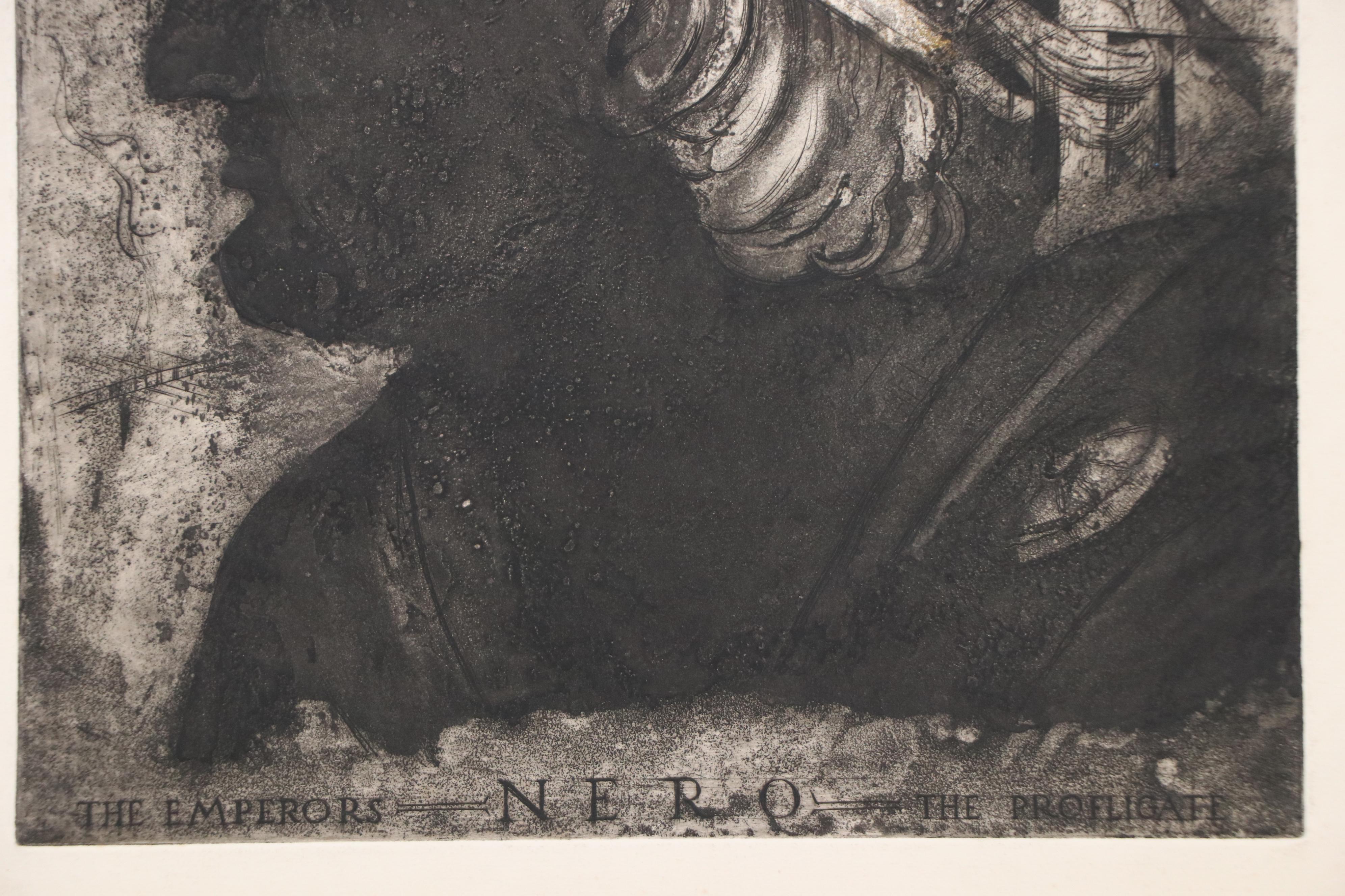 Chris Ritter Set of Two Portrait Etchings "Nero," Circa 1945