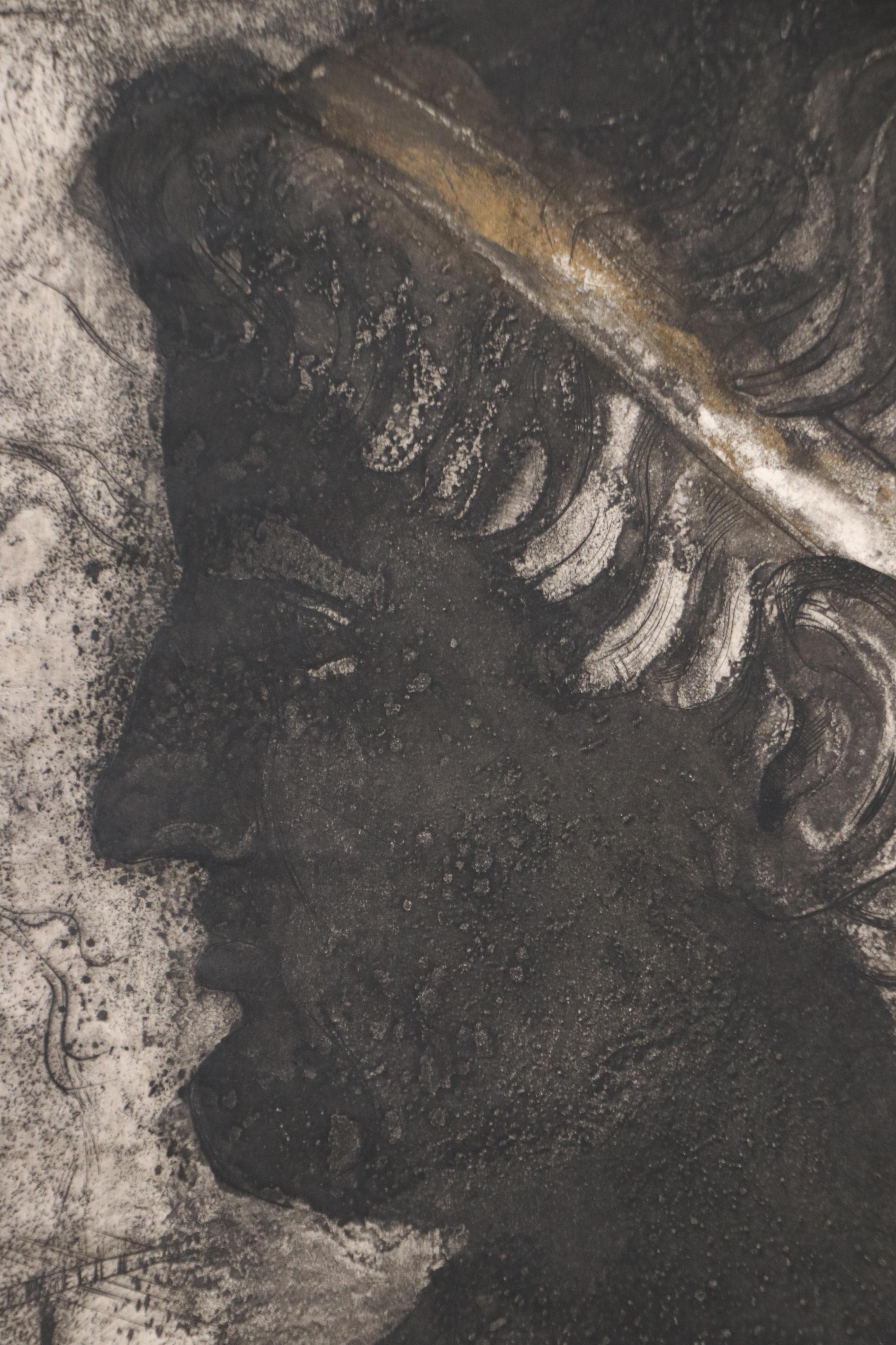 Chris Ritter Set of Two Portrait Etchings "Nero," Circa 1945