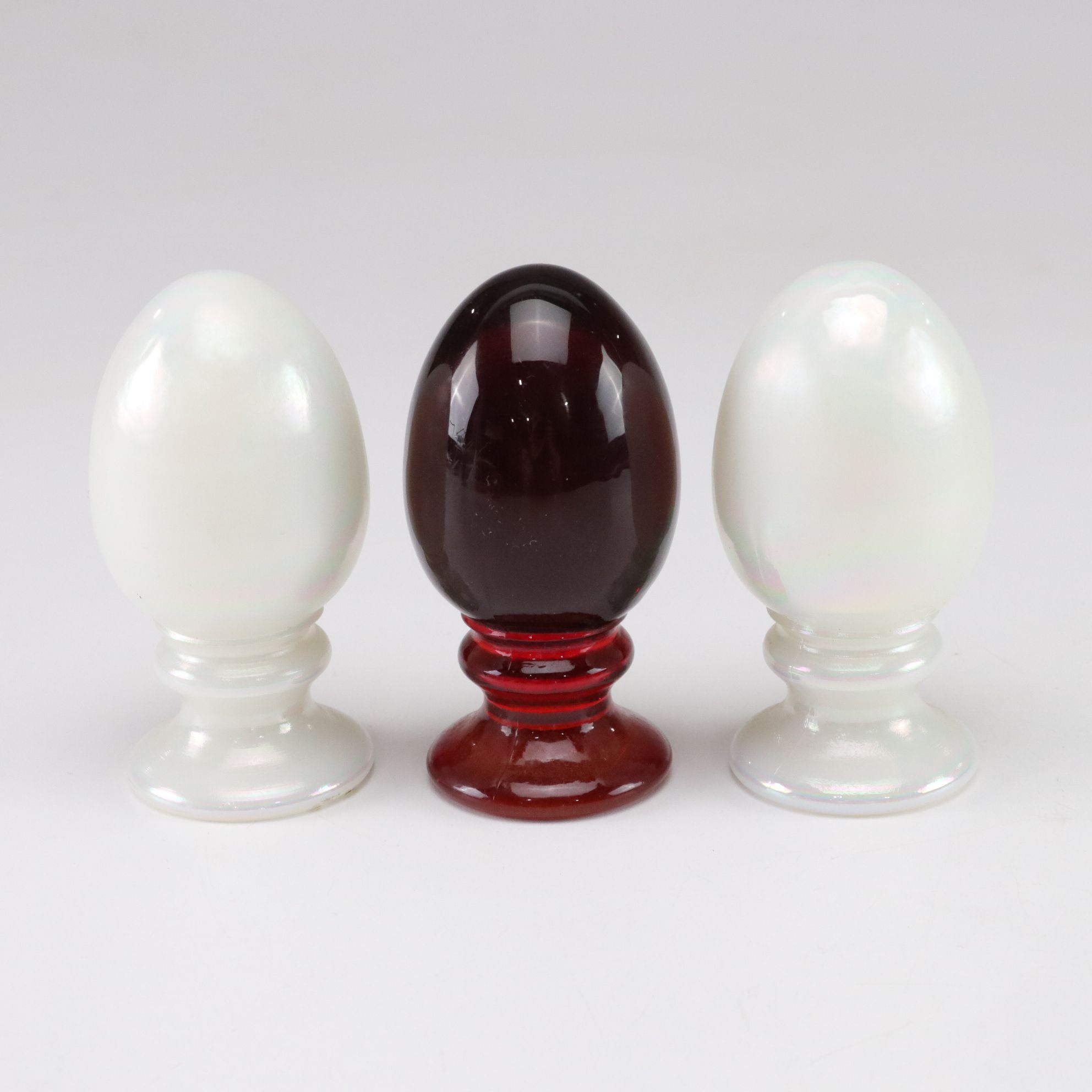 Iridescent Flash Glass & Hand-Painted Egg Figurines
