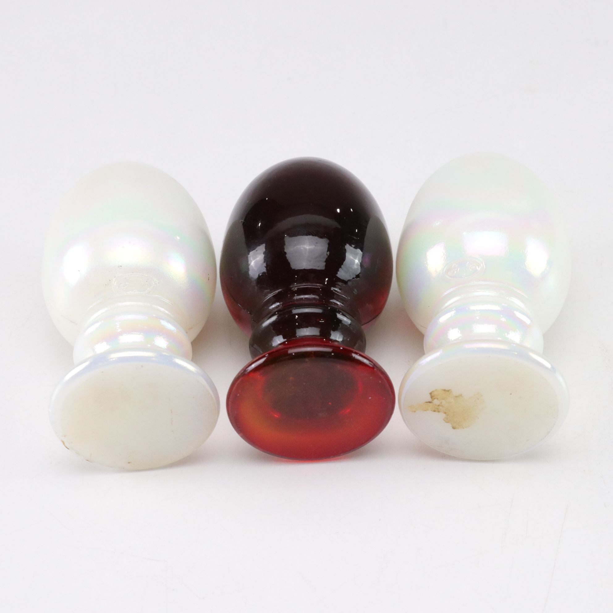 Iridescent Flash Glass & Hand-Painted Egg Figurines