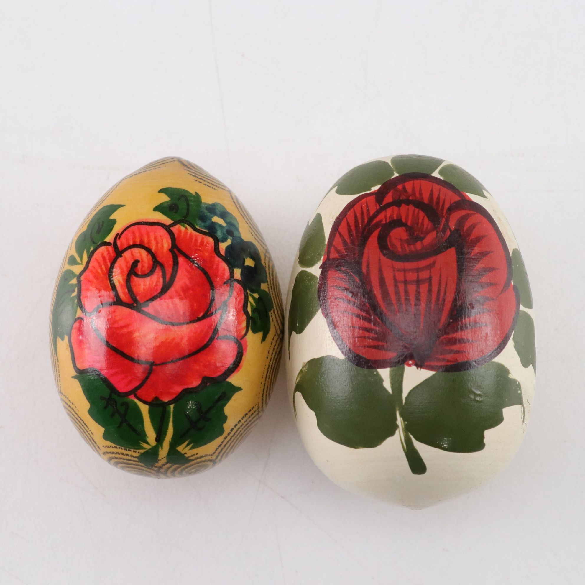 Iridescent Flash Glass & Hand-Painted Egg Figurines