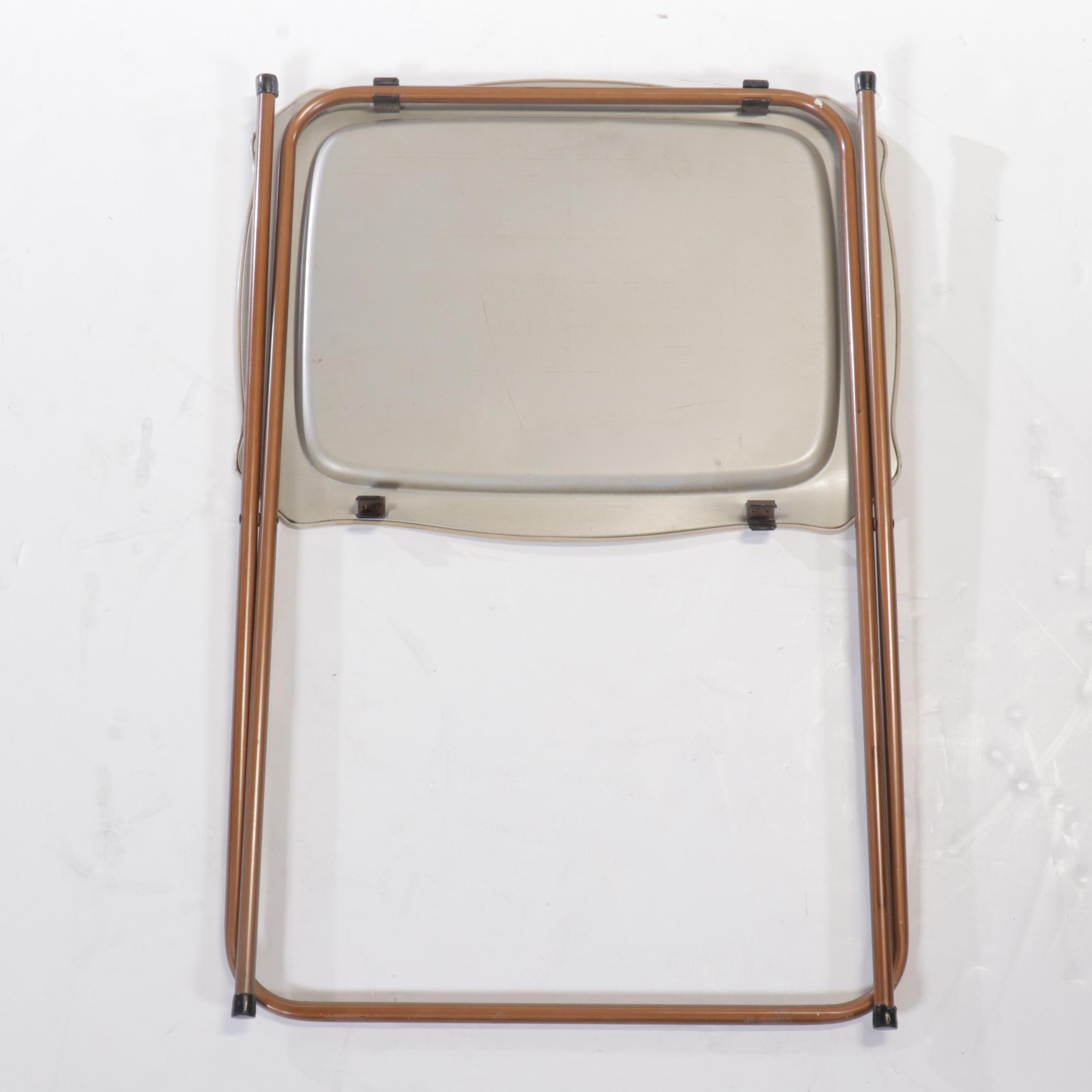 Set of Four Floral Caldak Painted Metal Tray Tables