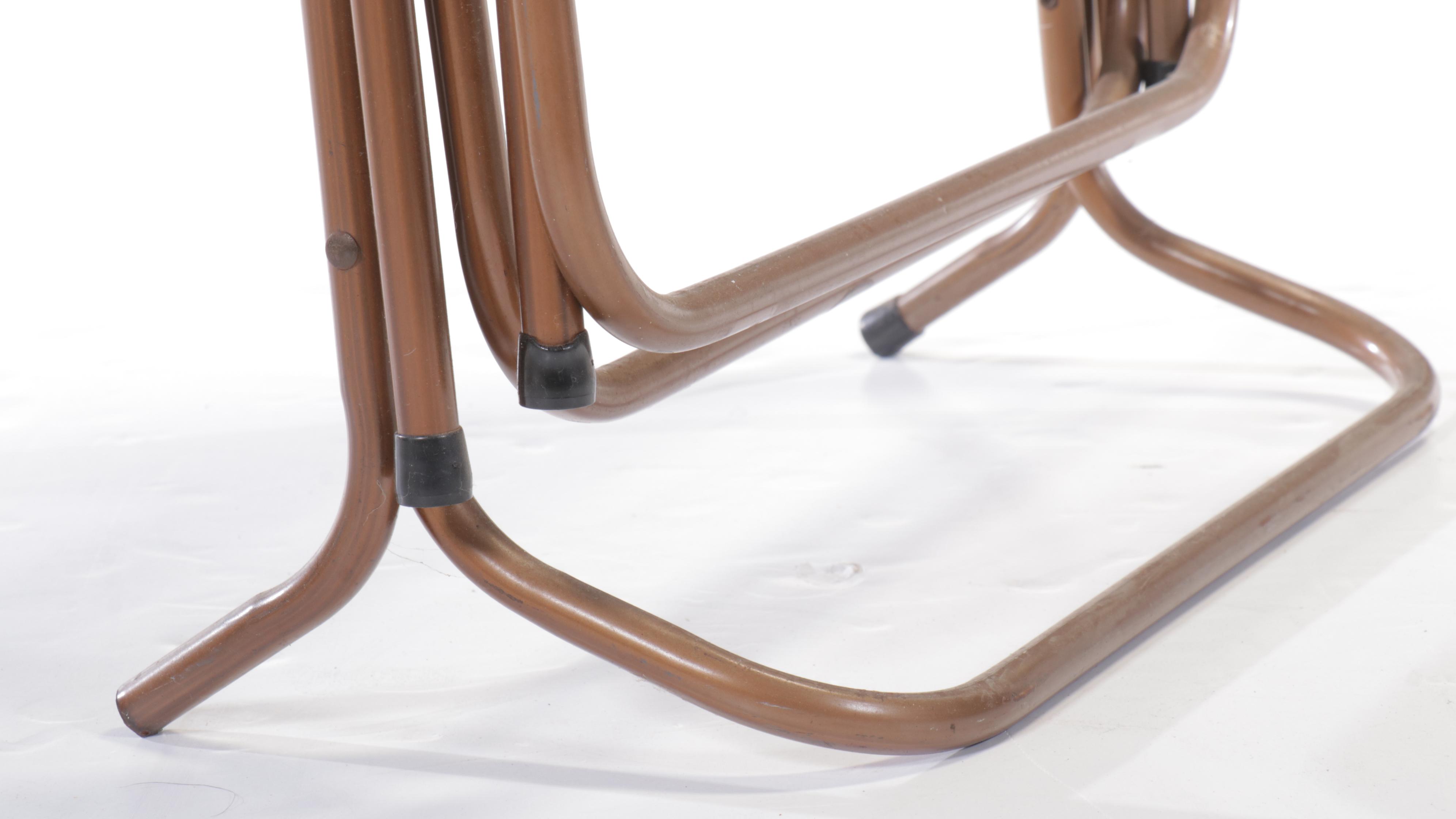 Set of Four Floral Caldak Painted Metal Tray Tables