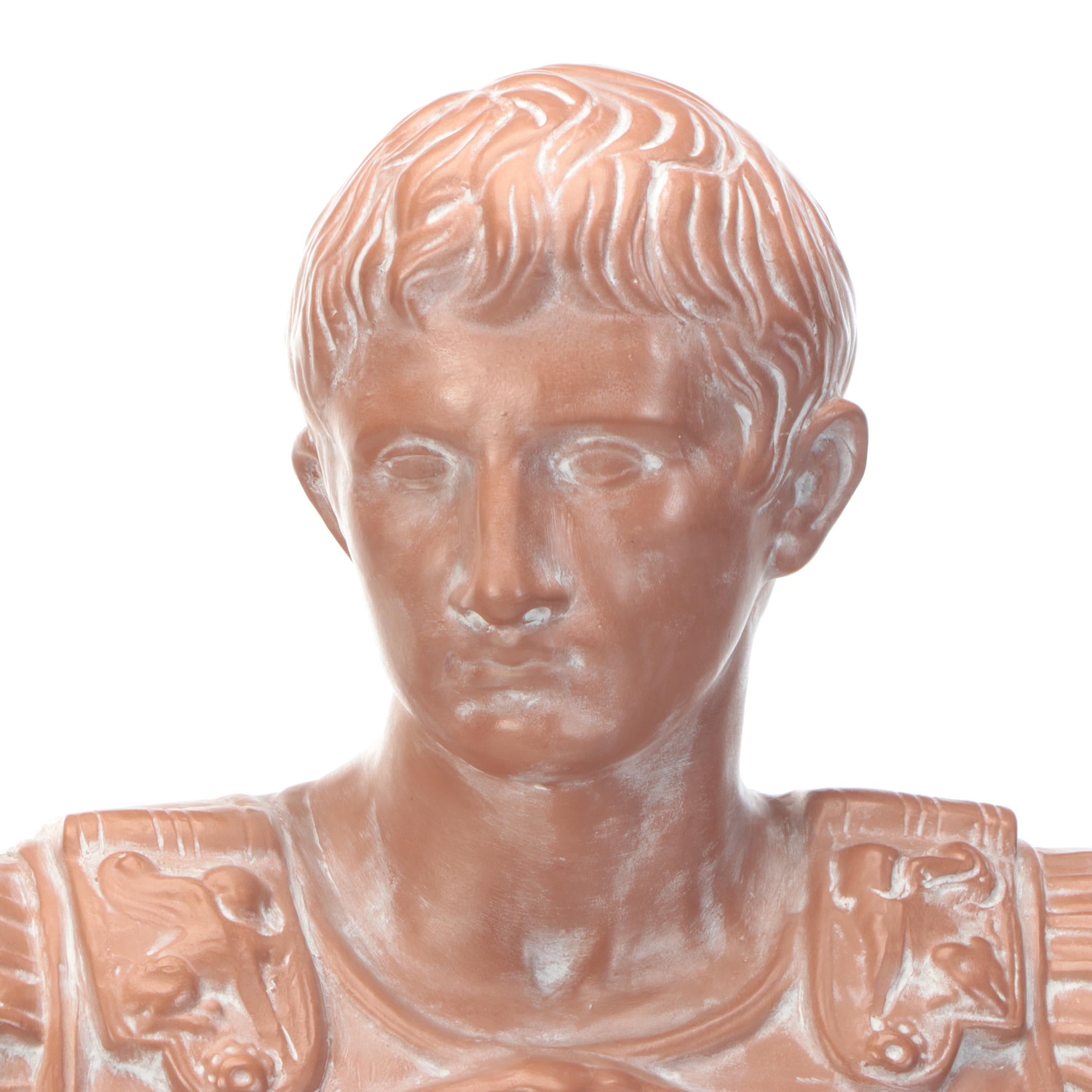 Augustus of Prima Porta Italian Earthenware Bust