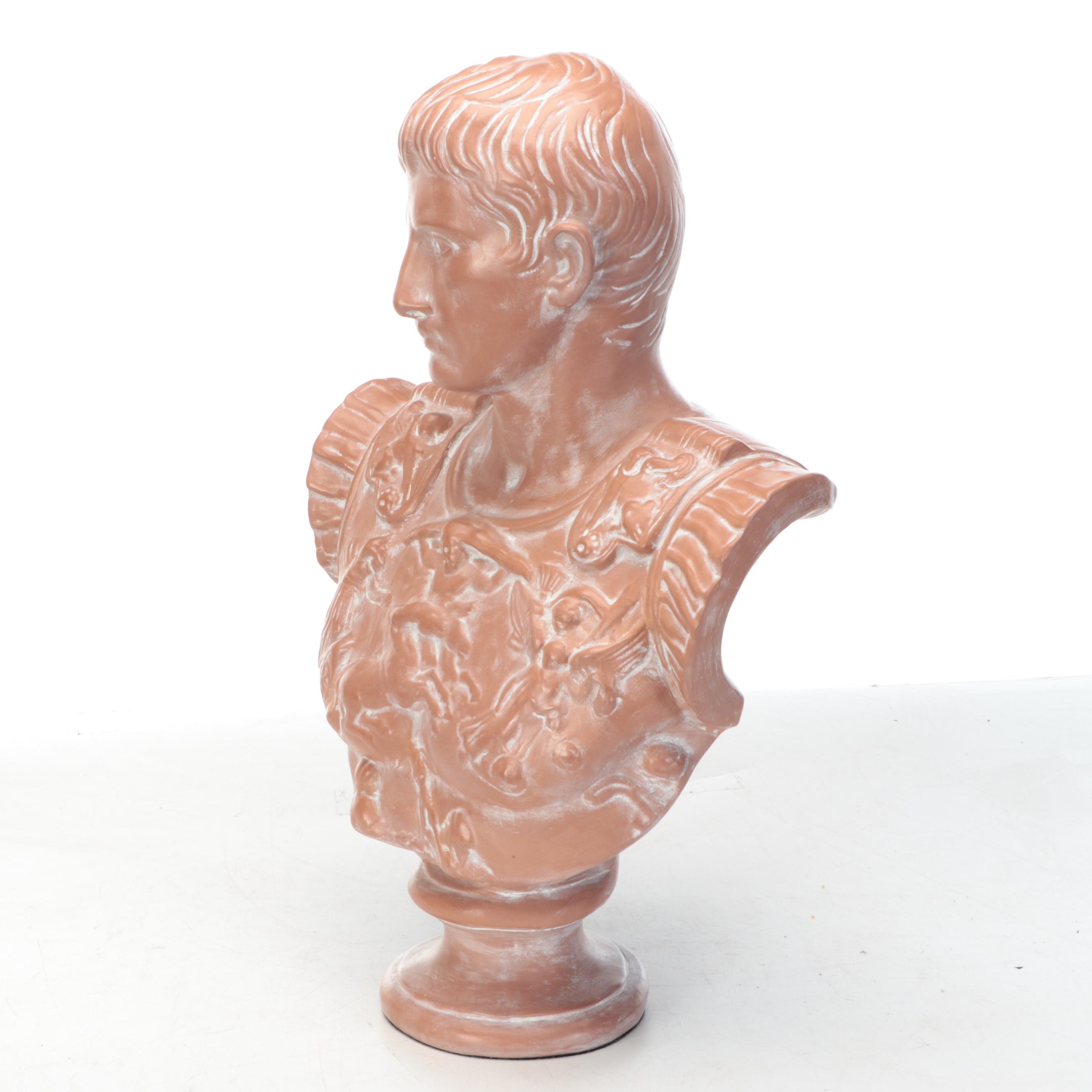 Augustus of Prima Porta Italian Earthenware Bust