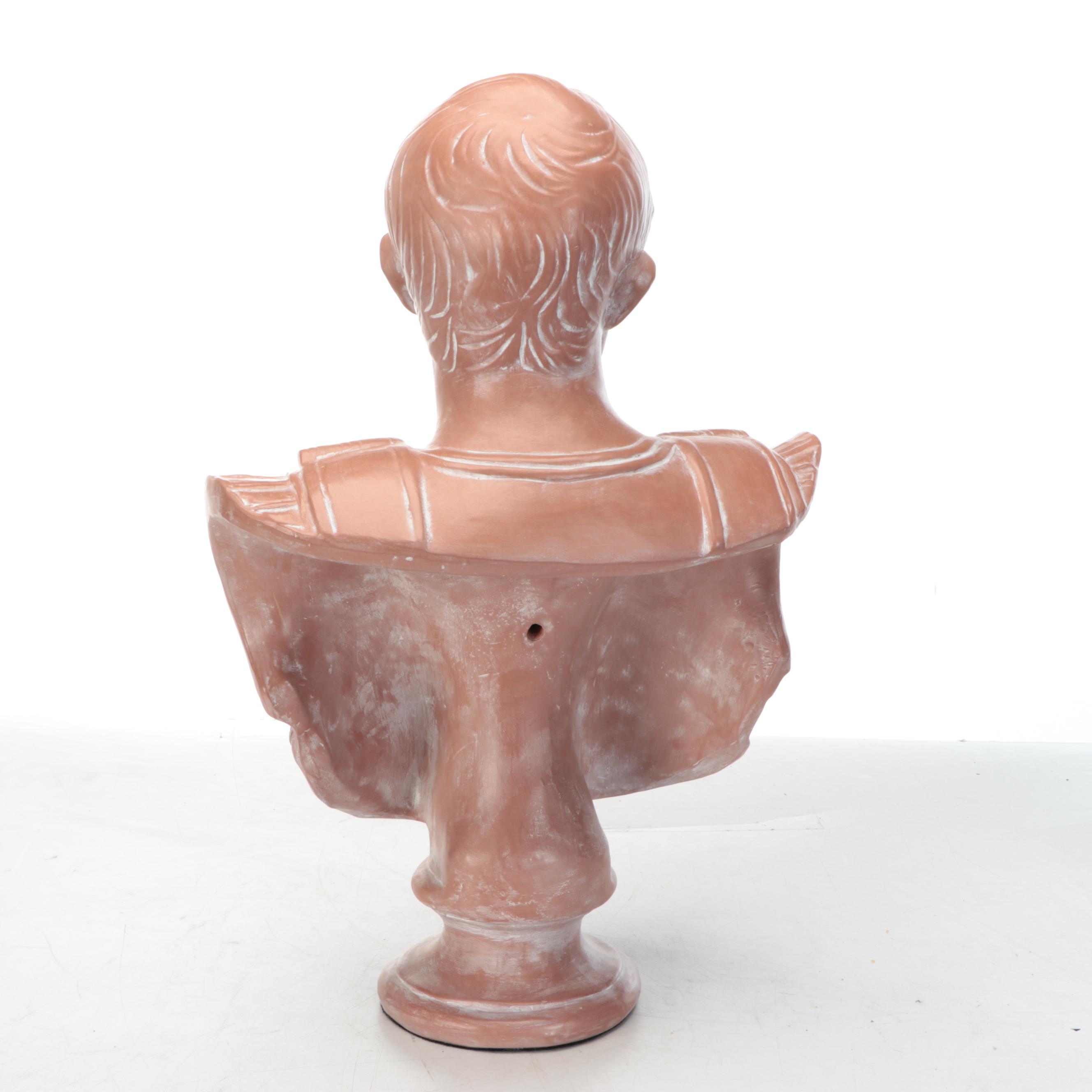 Augustus of Prima Porta Italian Earthenware Bust