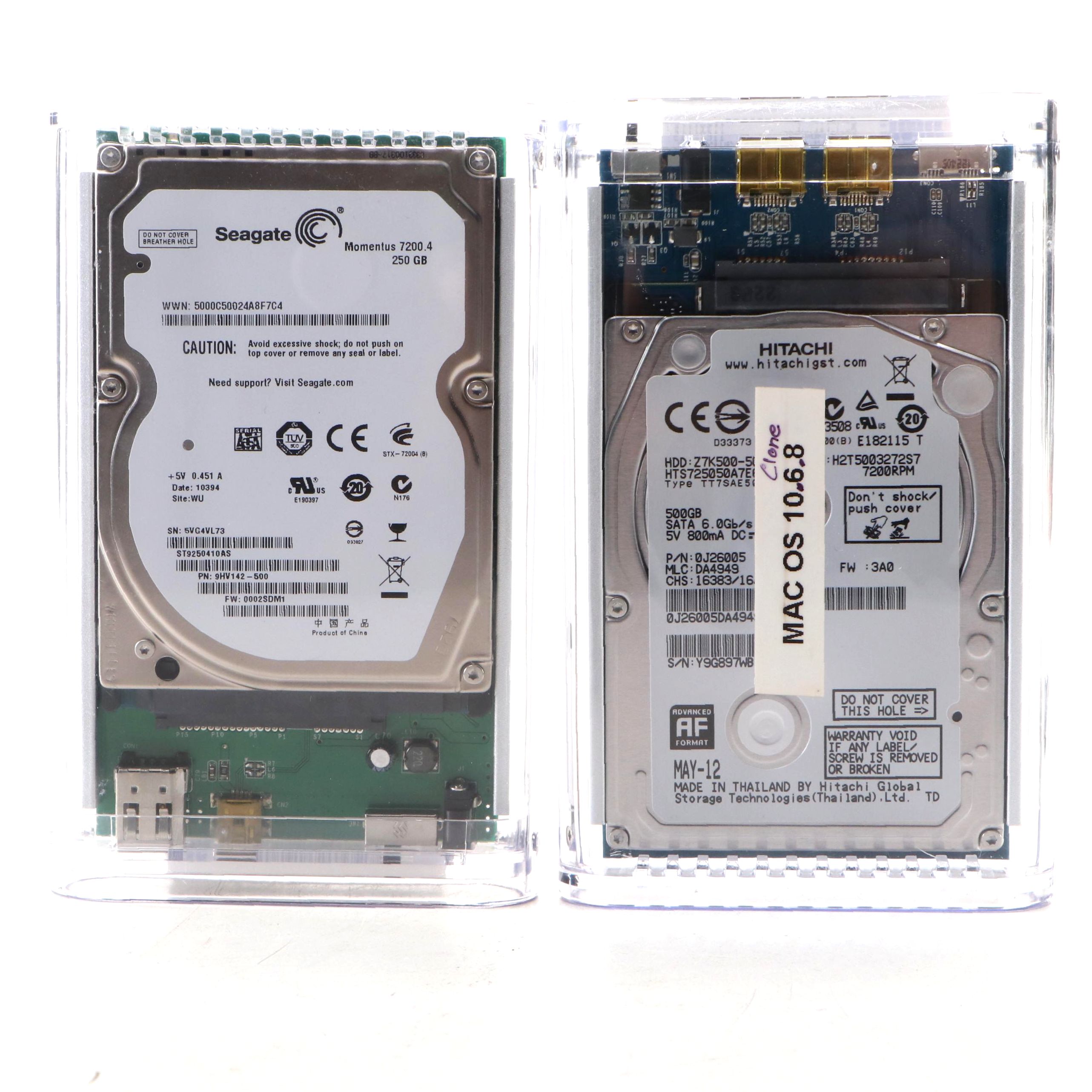 Hitachi MAC OS 10.6.8 Clone and Seagate Hard Drives in Leather Cases